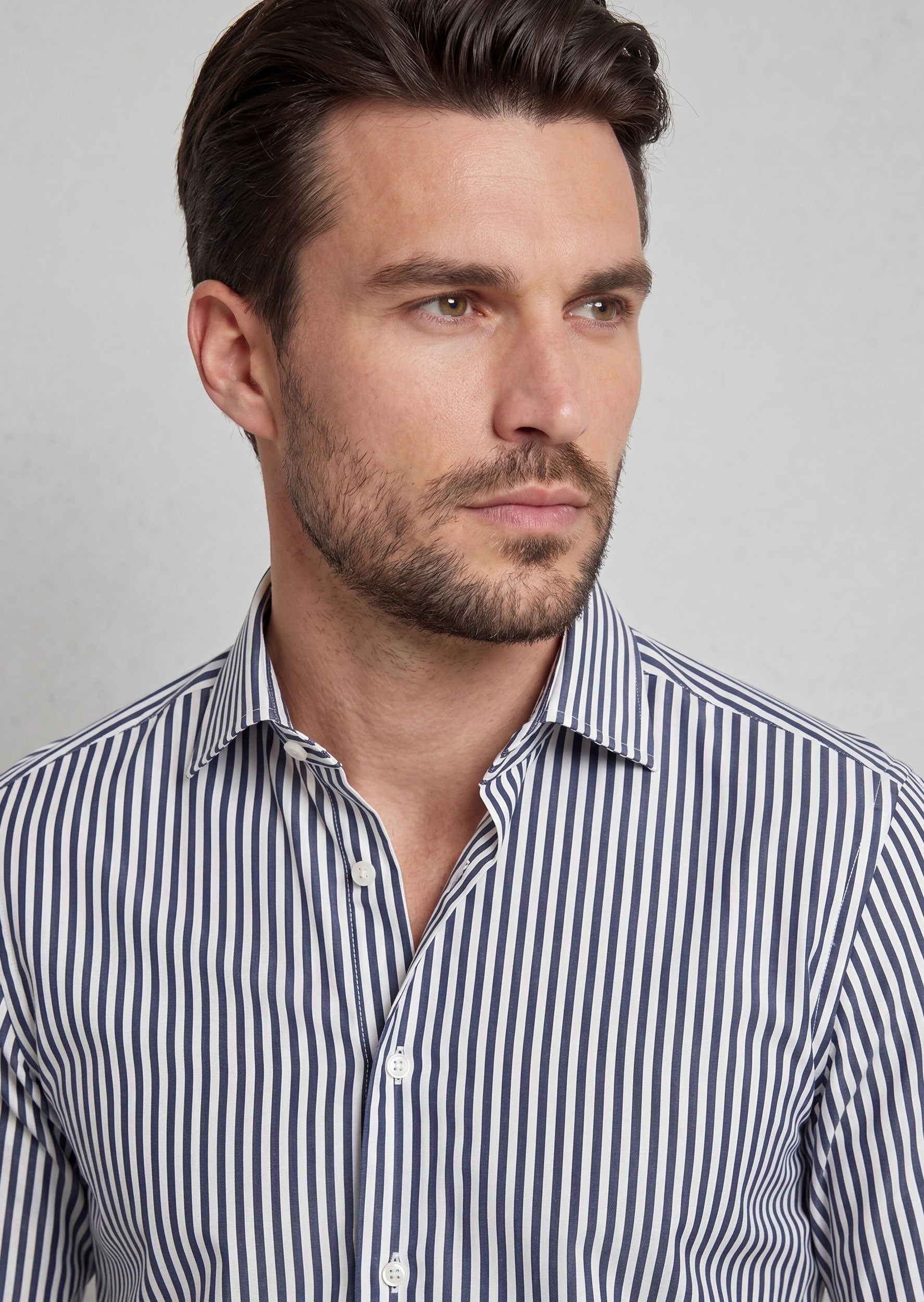 White - Navy Long Sleeve Shirt