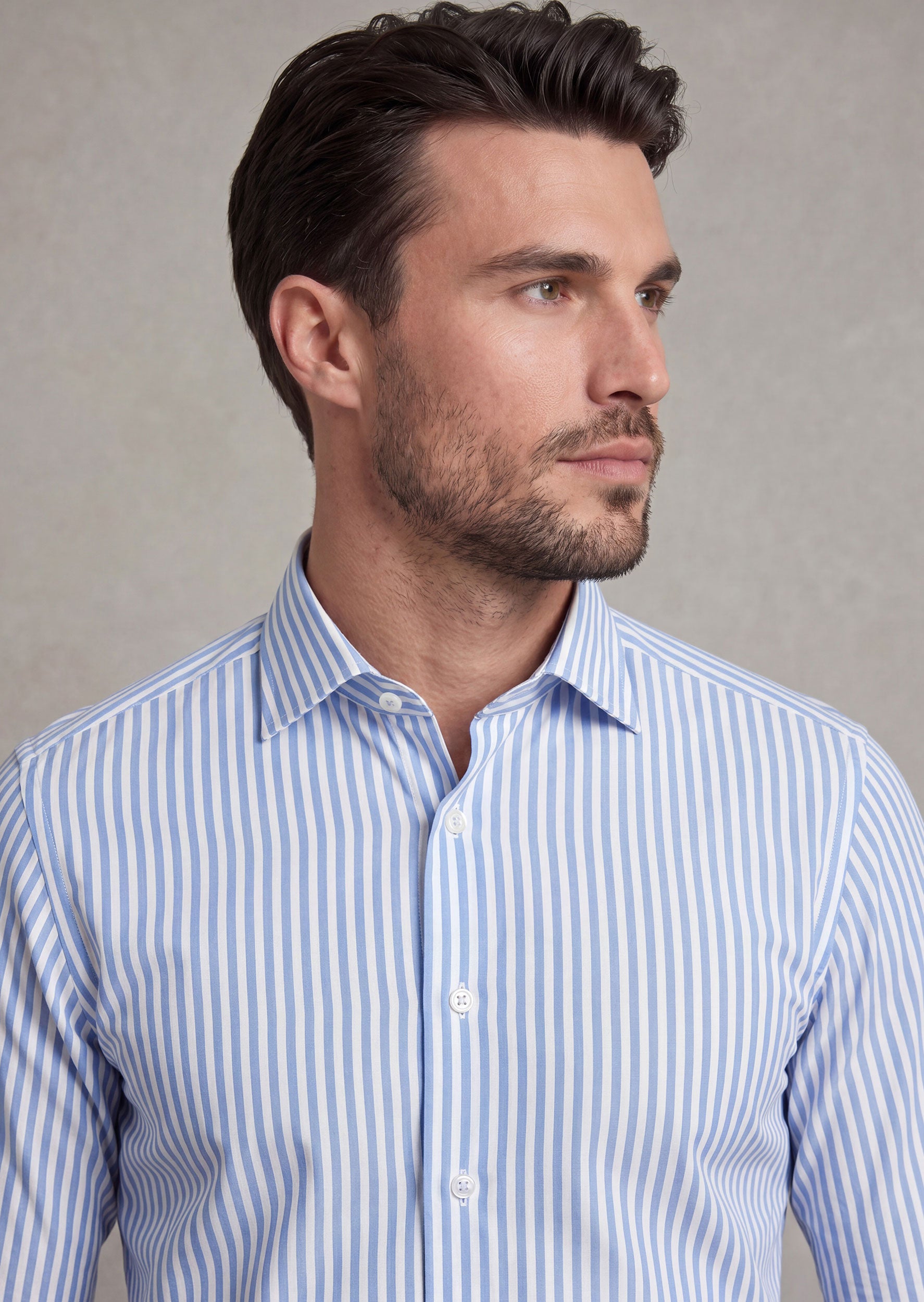 White - Blue Long Sleeve Shirt