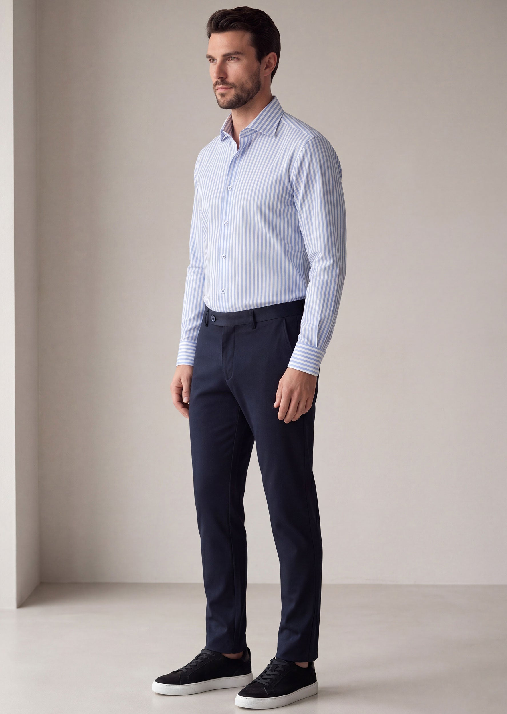 White - Blue Long Sleeve Shirt