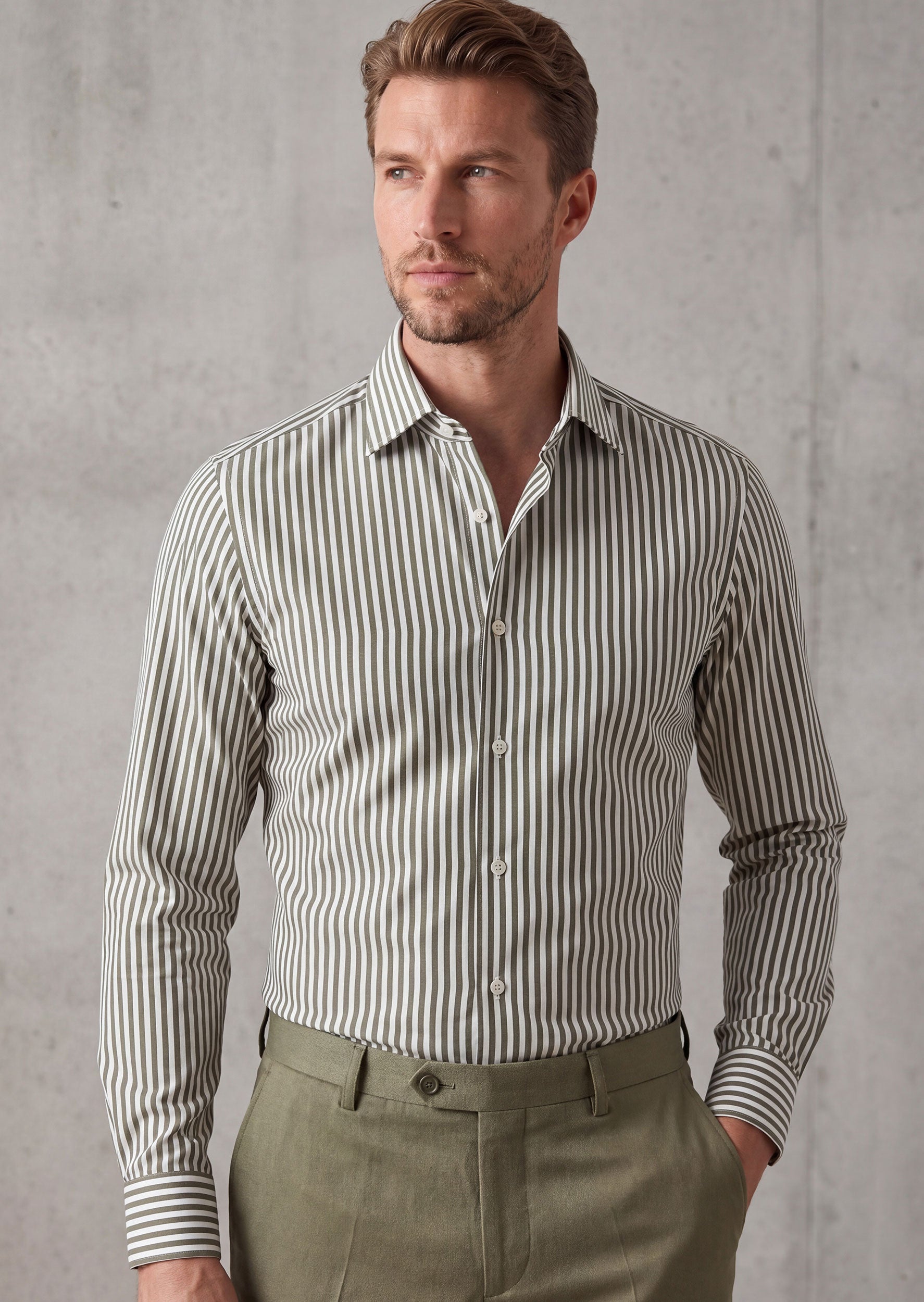 White - Khaki Long Sleeve Shirt