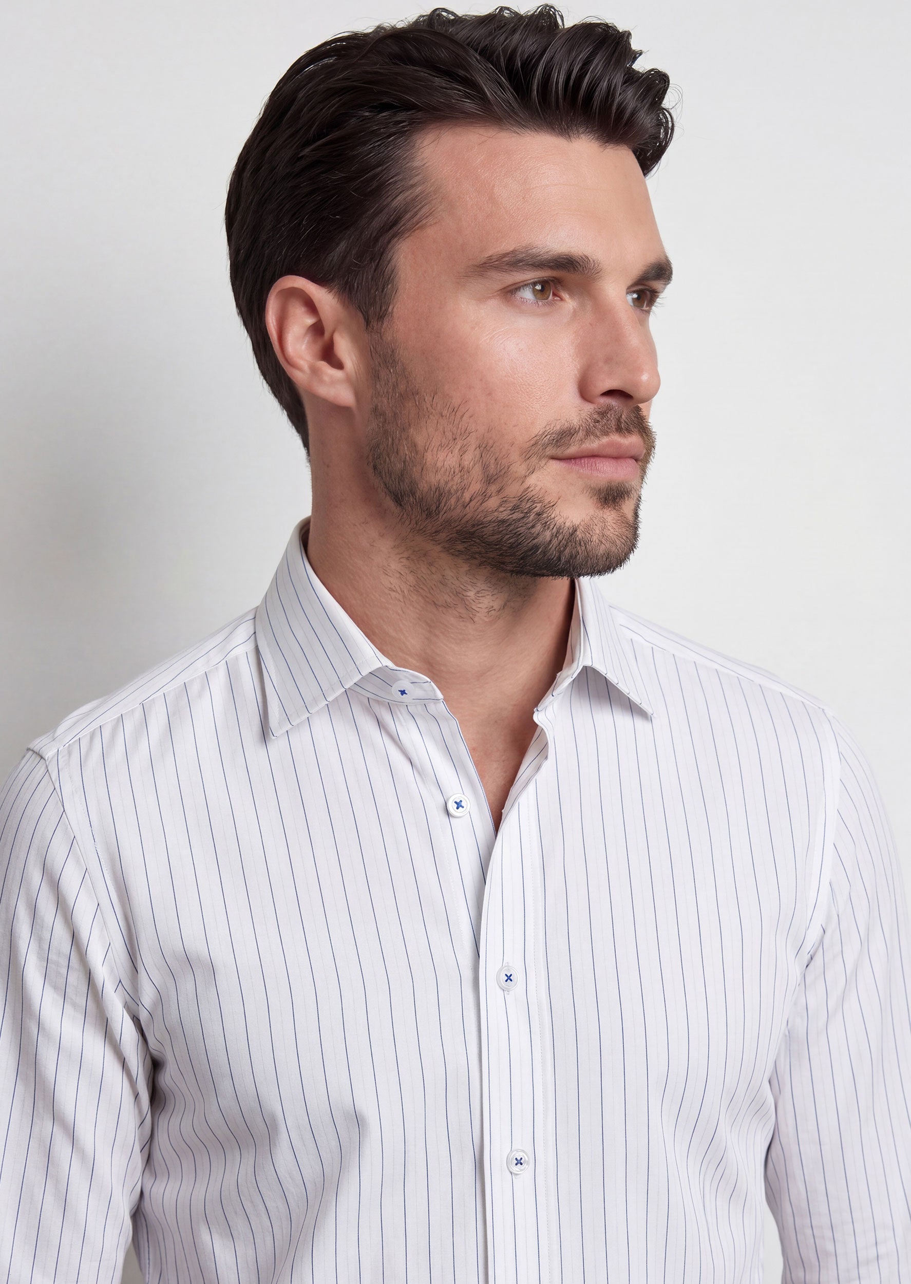 White - Navy Long Sleeve Shirt