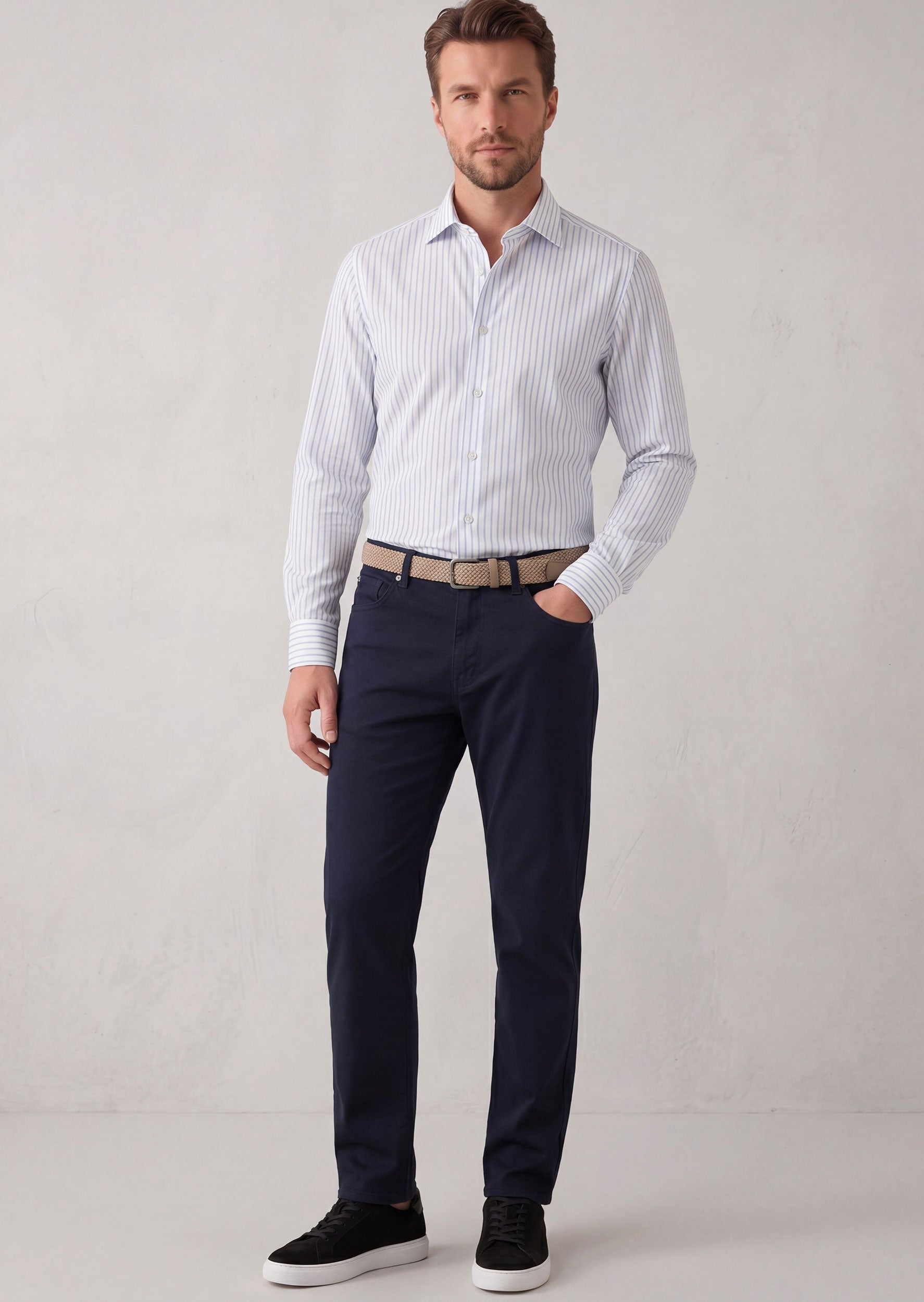 White - Blue Long Sleeve Shirt