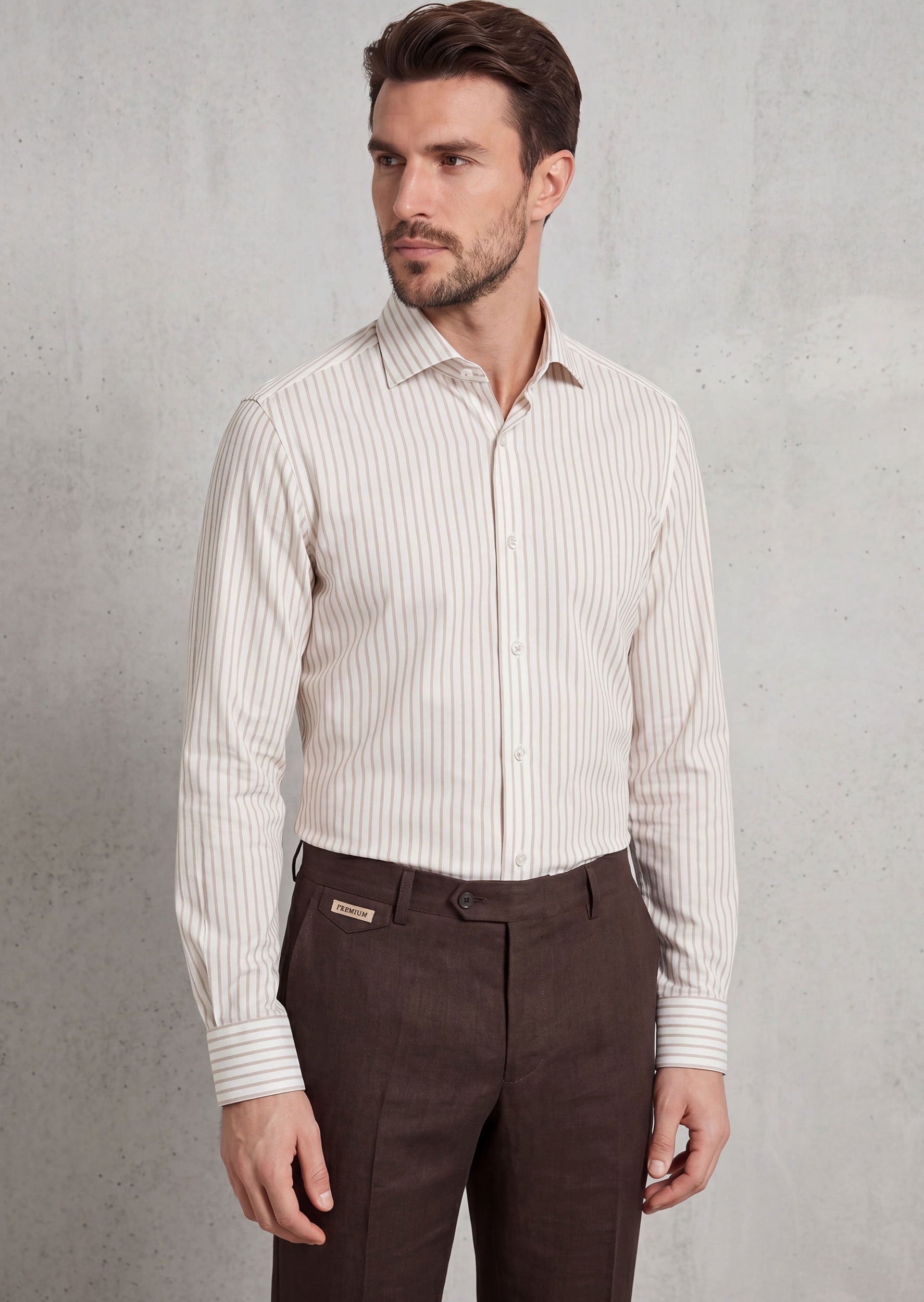 White - Beige Long Sleeve Shirt