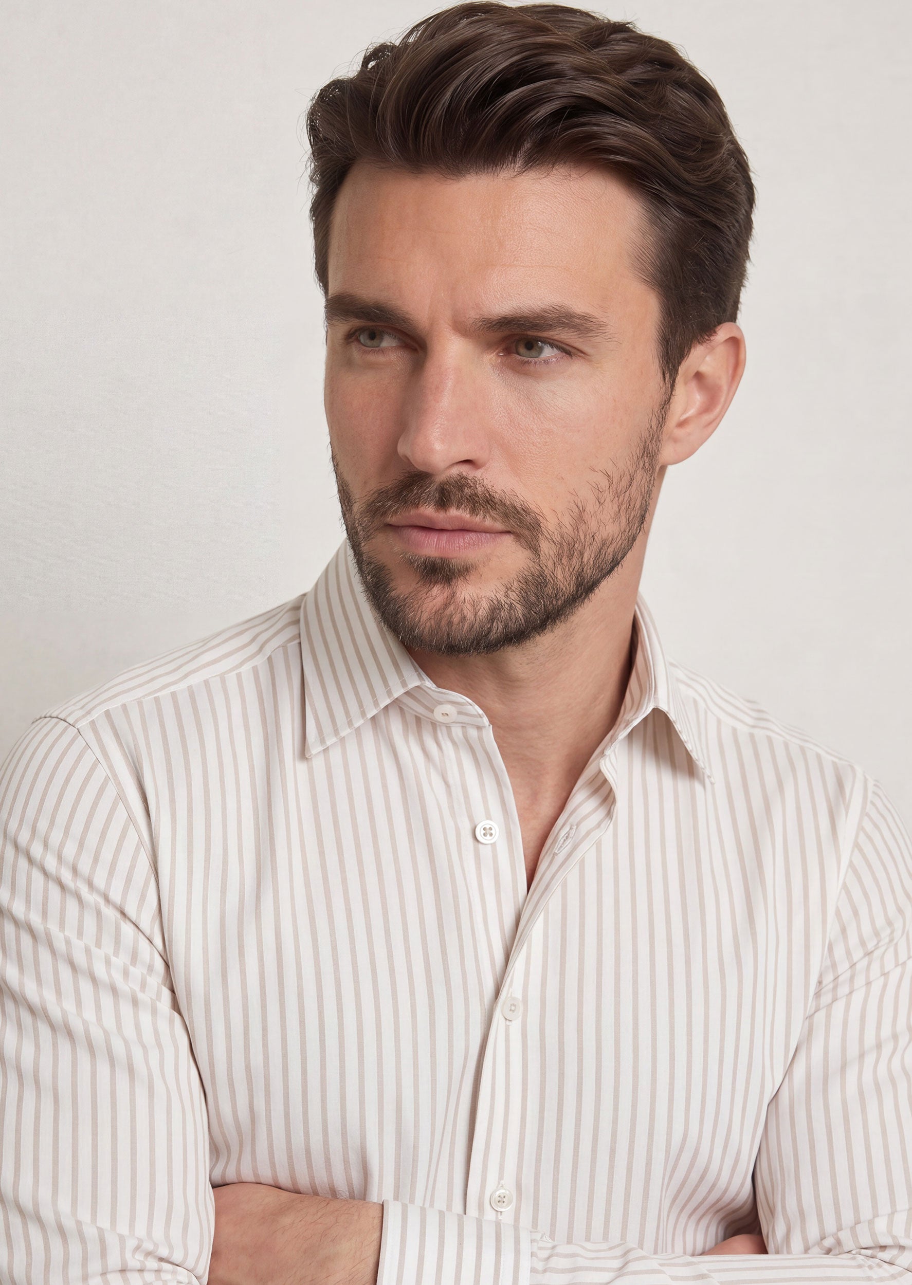White - Beige Long Sleeve Shirt