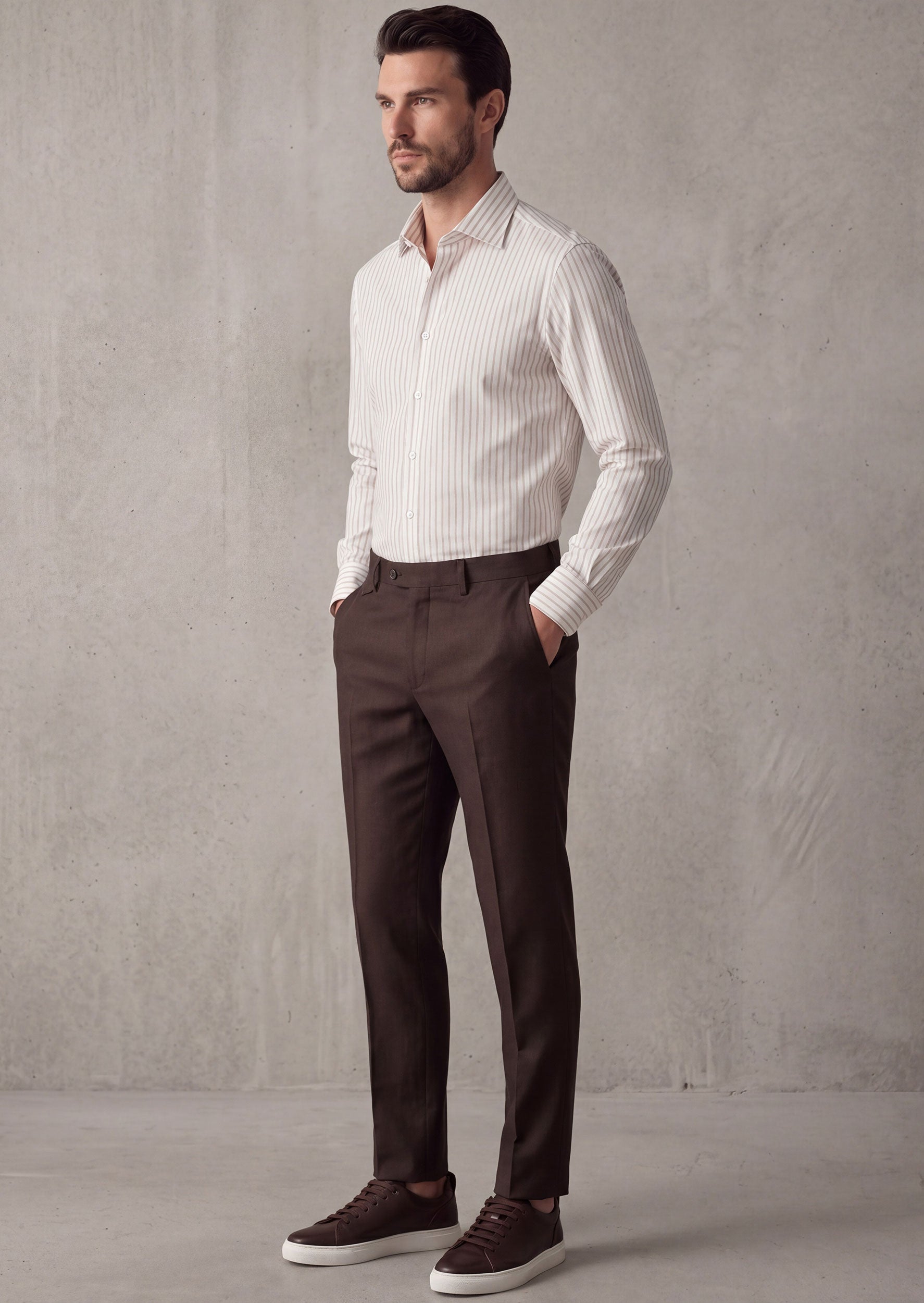 White - Beige Long Sleeve Shirt