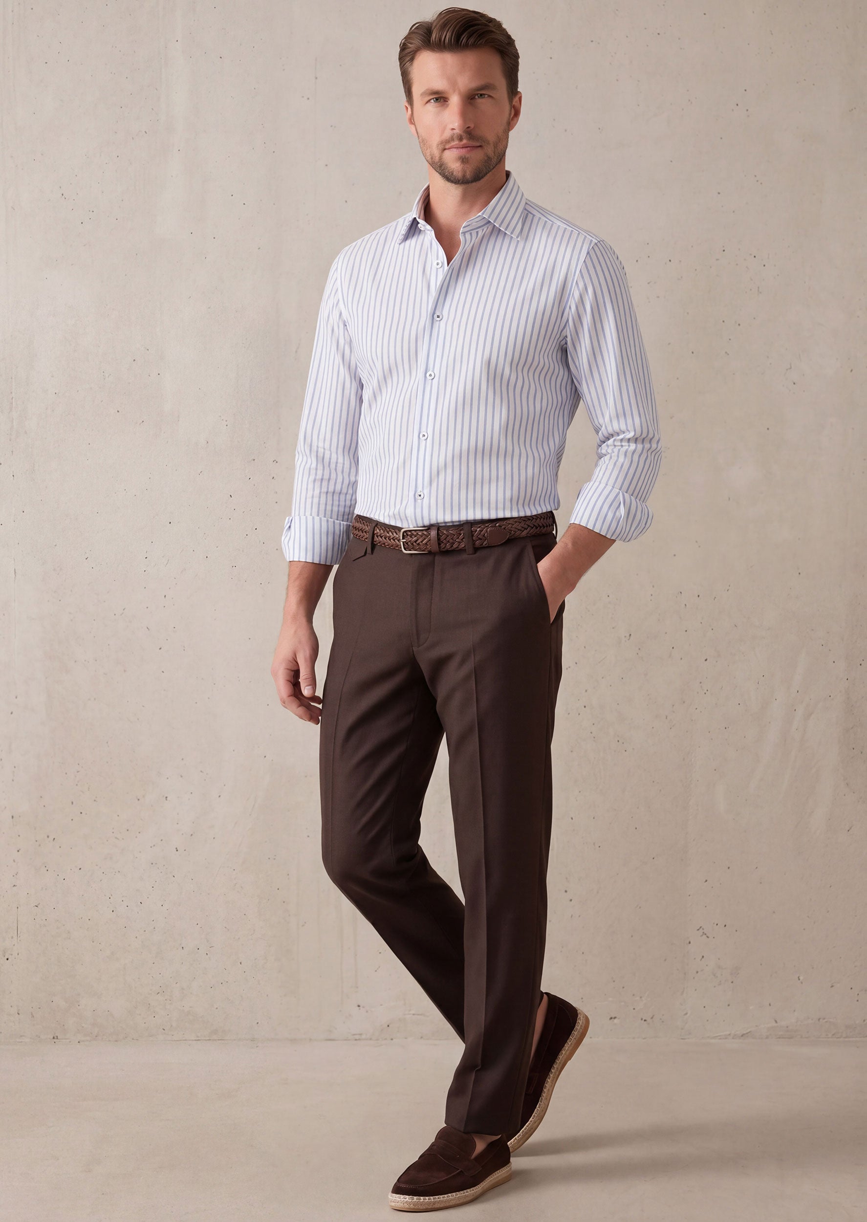 White - Indigo Long Sleeve Shirt