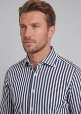 White - Navy Long Sleeve Shirt