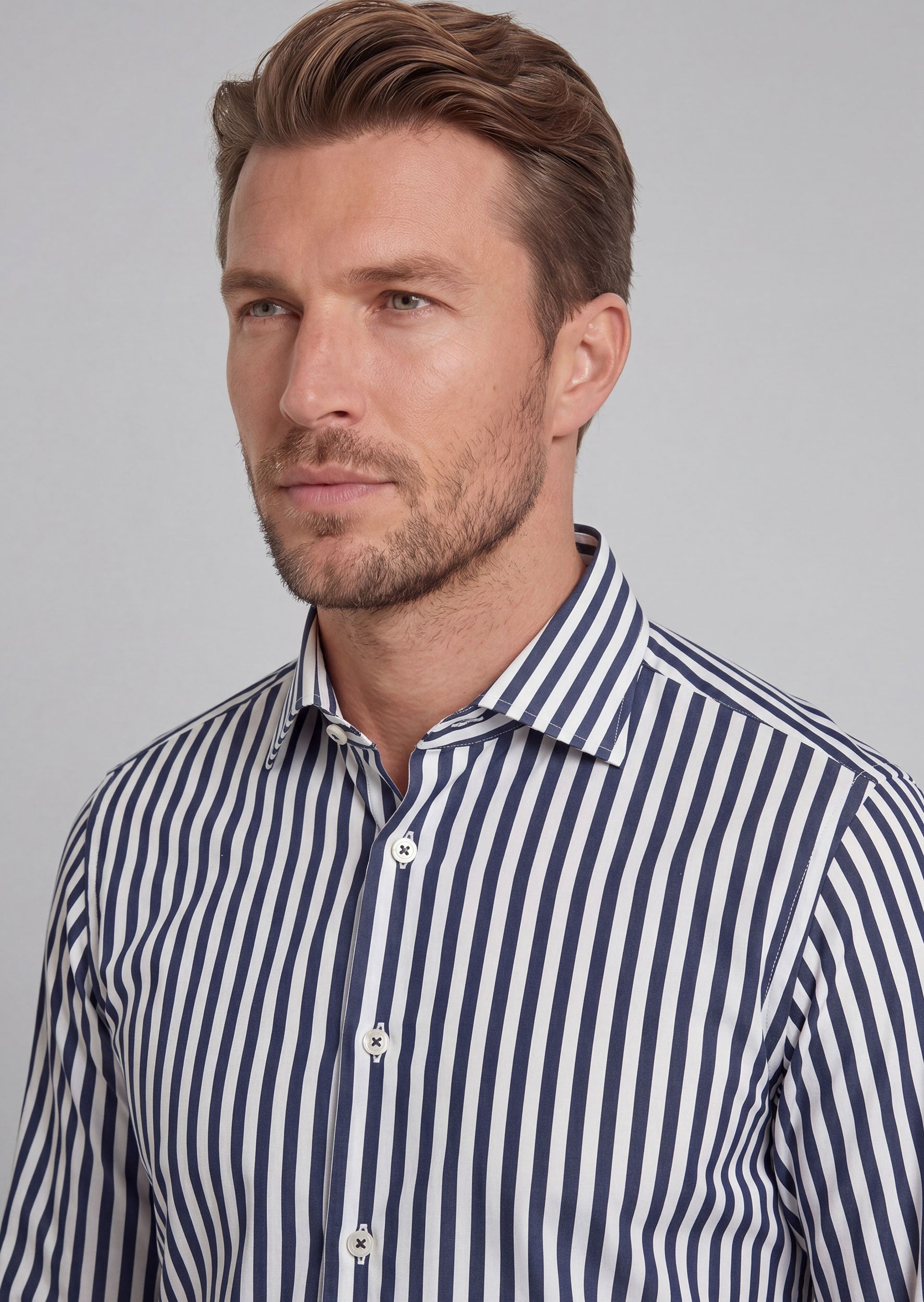 White - Navy Long Sleeve Shirt