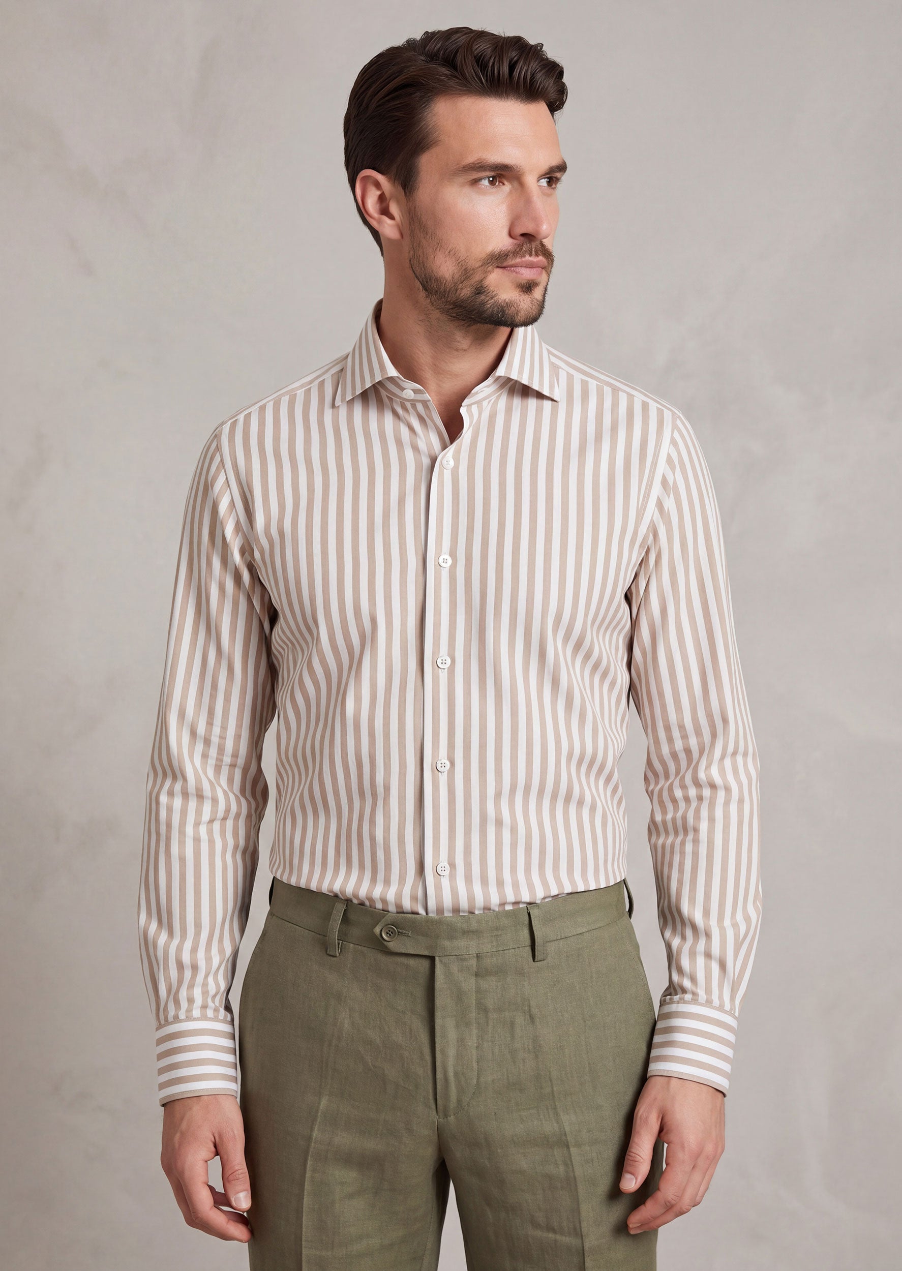 White - Beige Long Sleeve Shirt