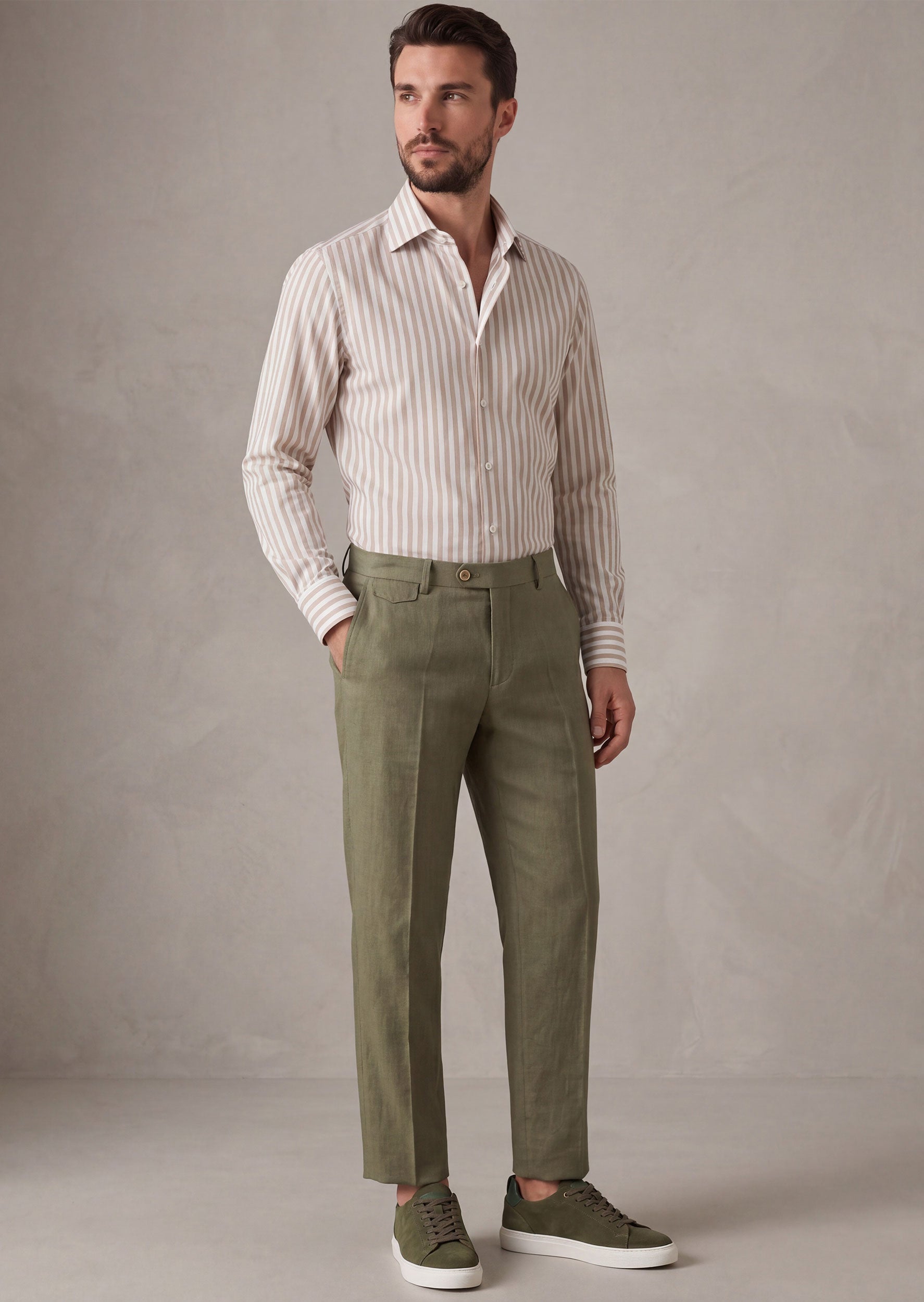 White - Beige Long Sleeve Shirt