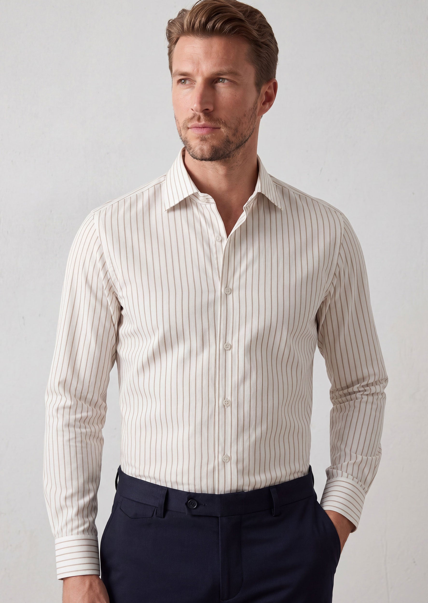 White - Beige Long Sleeve Shirt