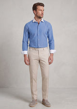 Sax Blue - White Long Sleeve Shirt