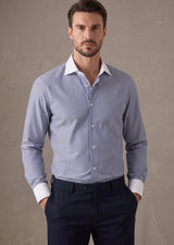 Navy - White Long Sleeve Shirt