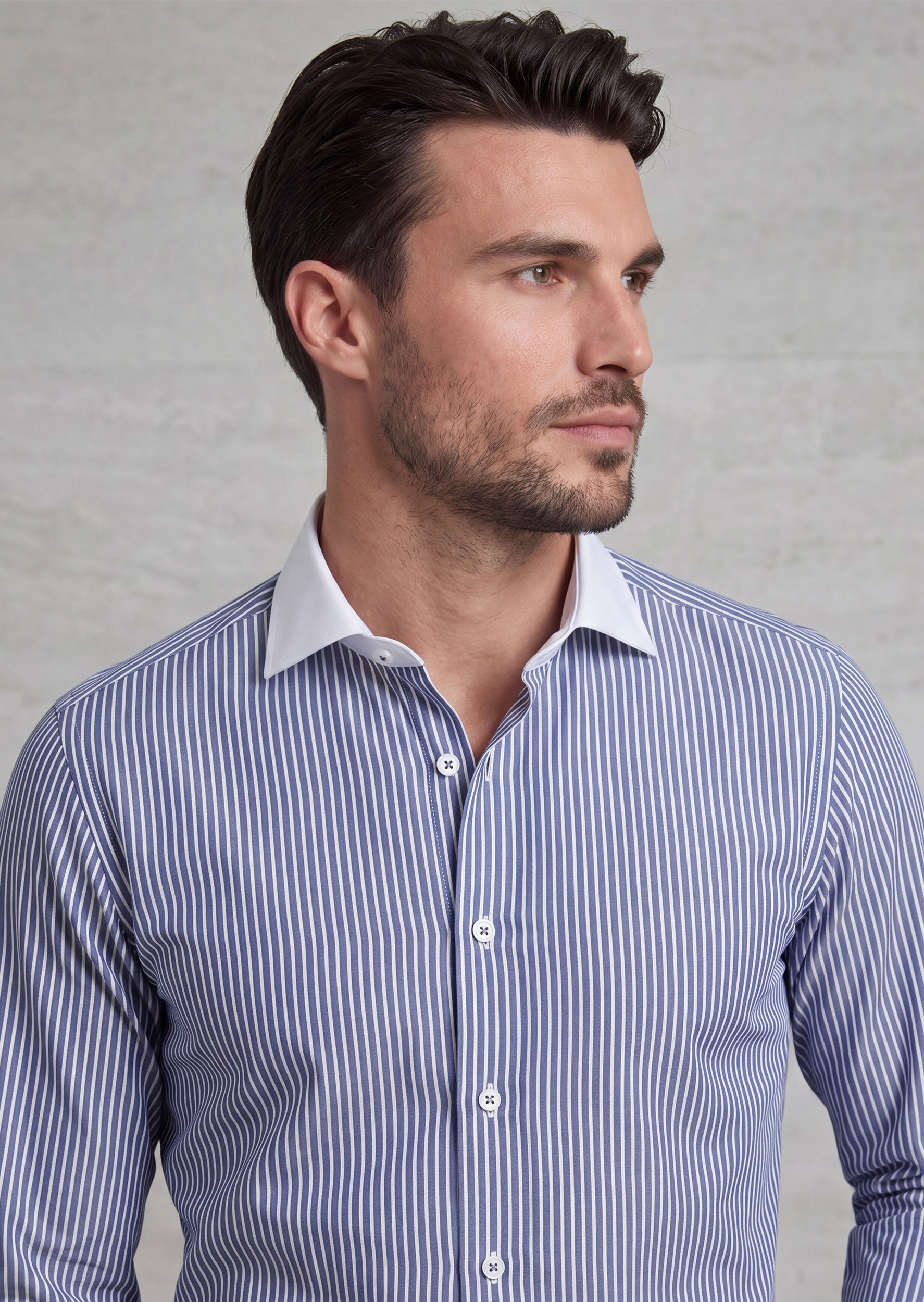 Navy - White Long Sleeve Shirt
