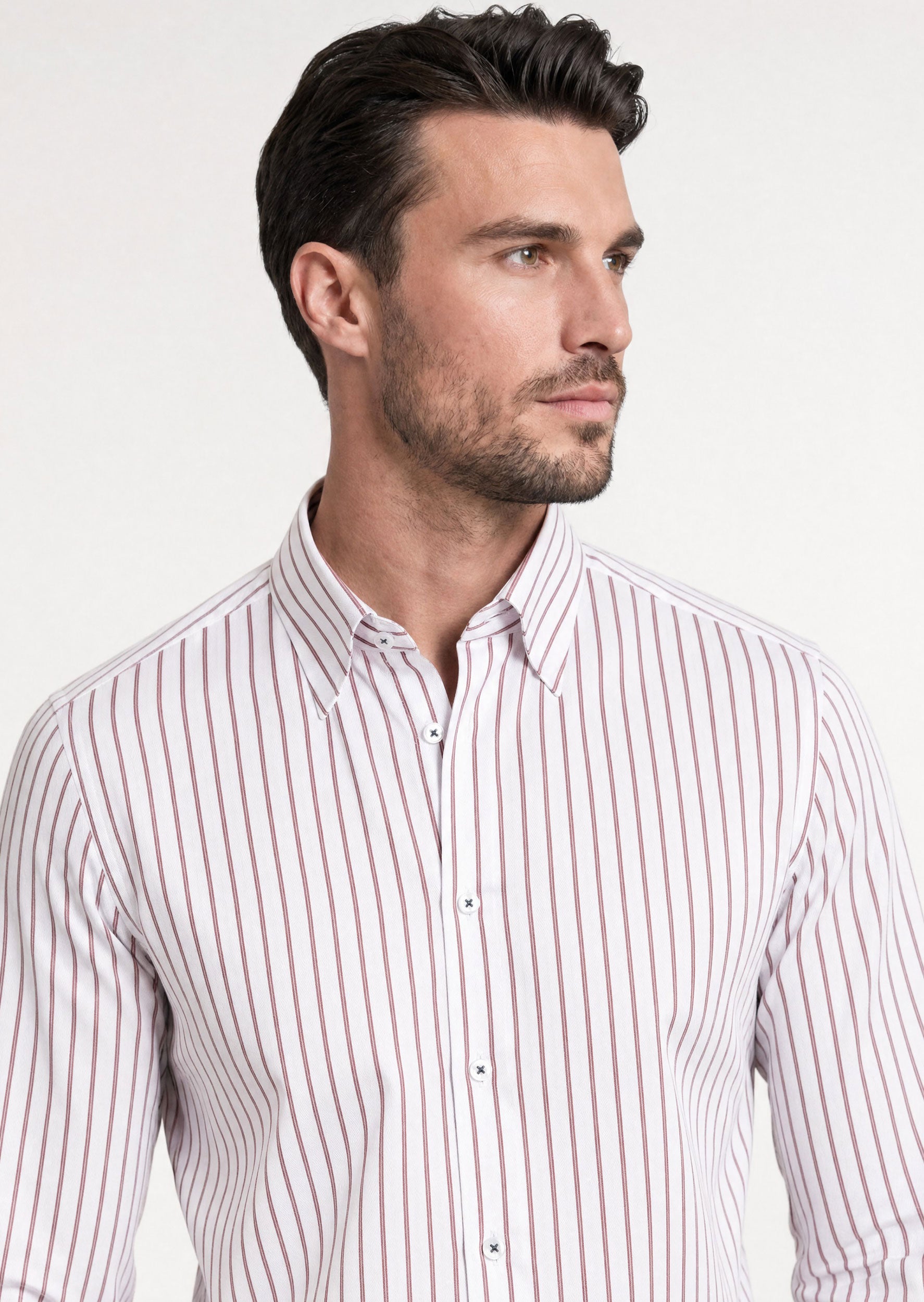 White - Burgundy Long Sleeve Shirt