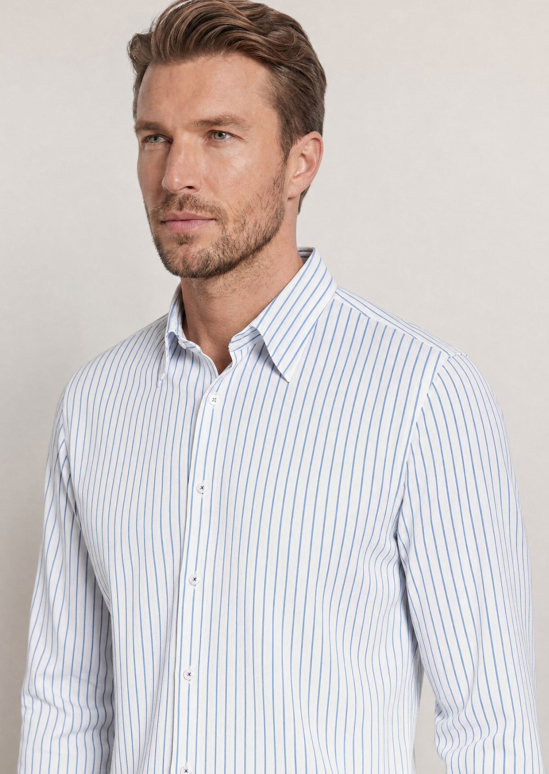 White - Blue Long Sleeve Shirt