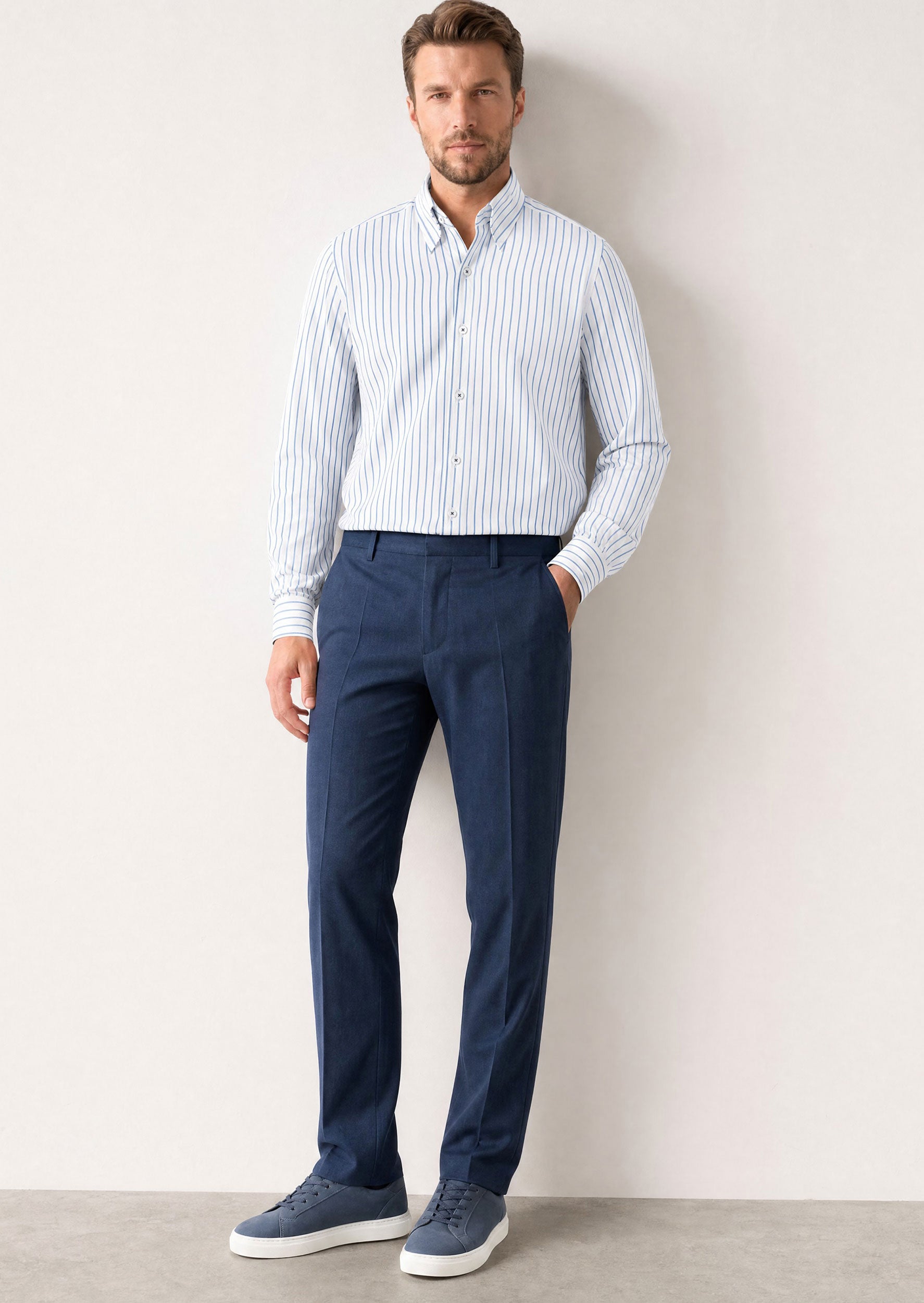 White - Blue Long Sleeve Shirt
