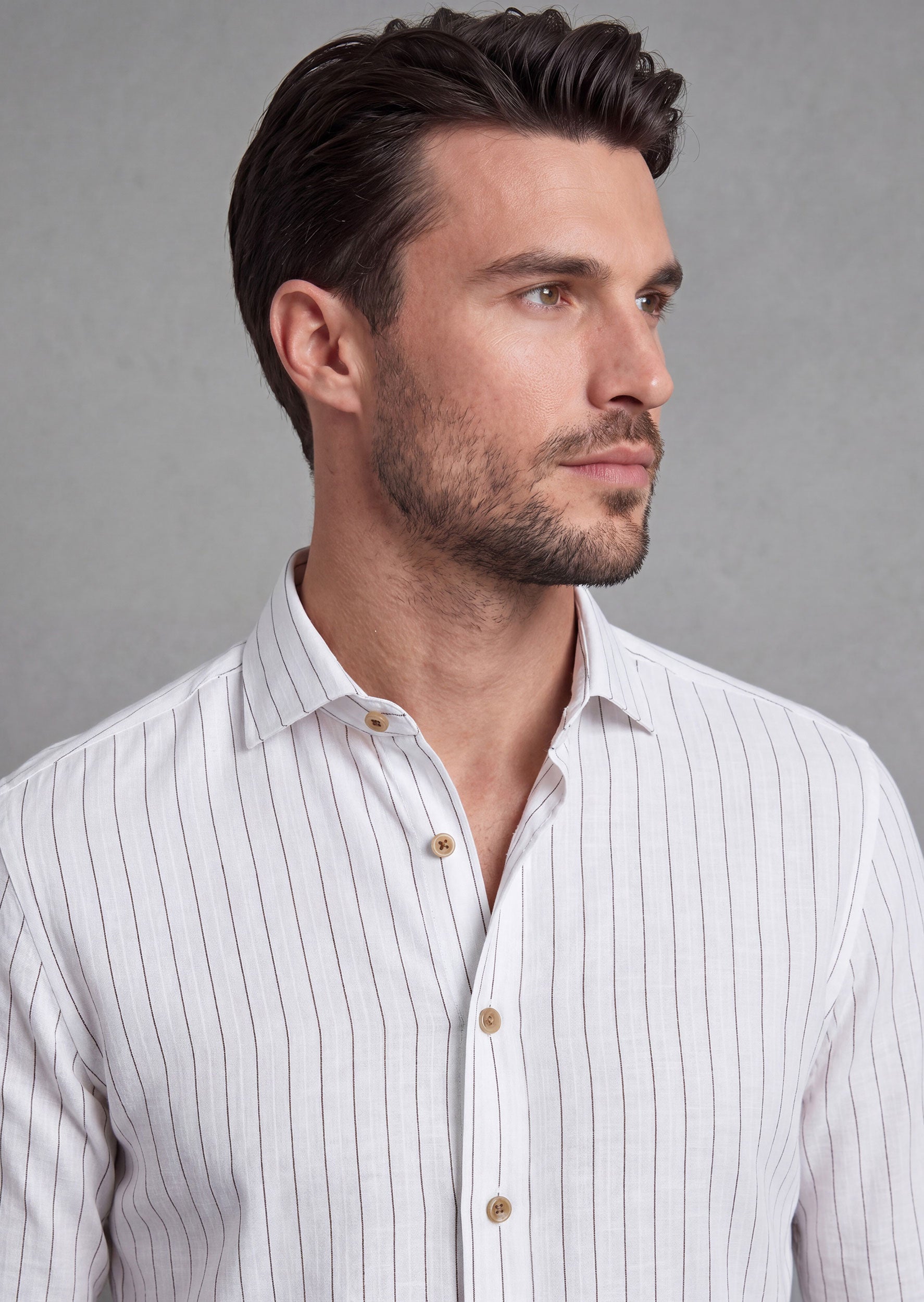 White - Brown Long Sleeve Shirt
