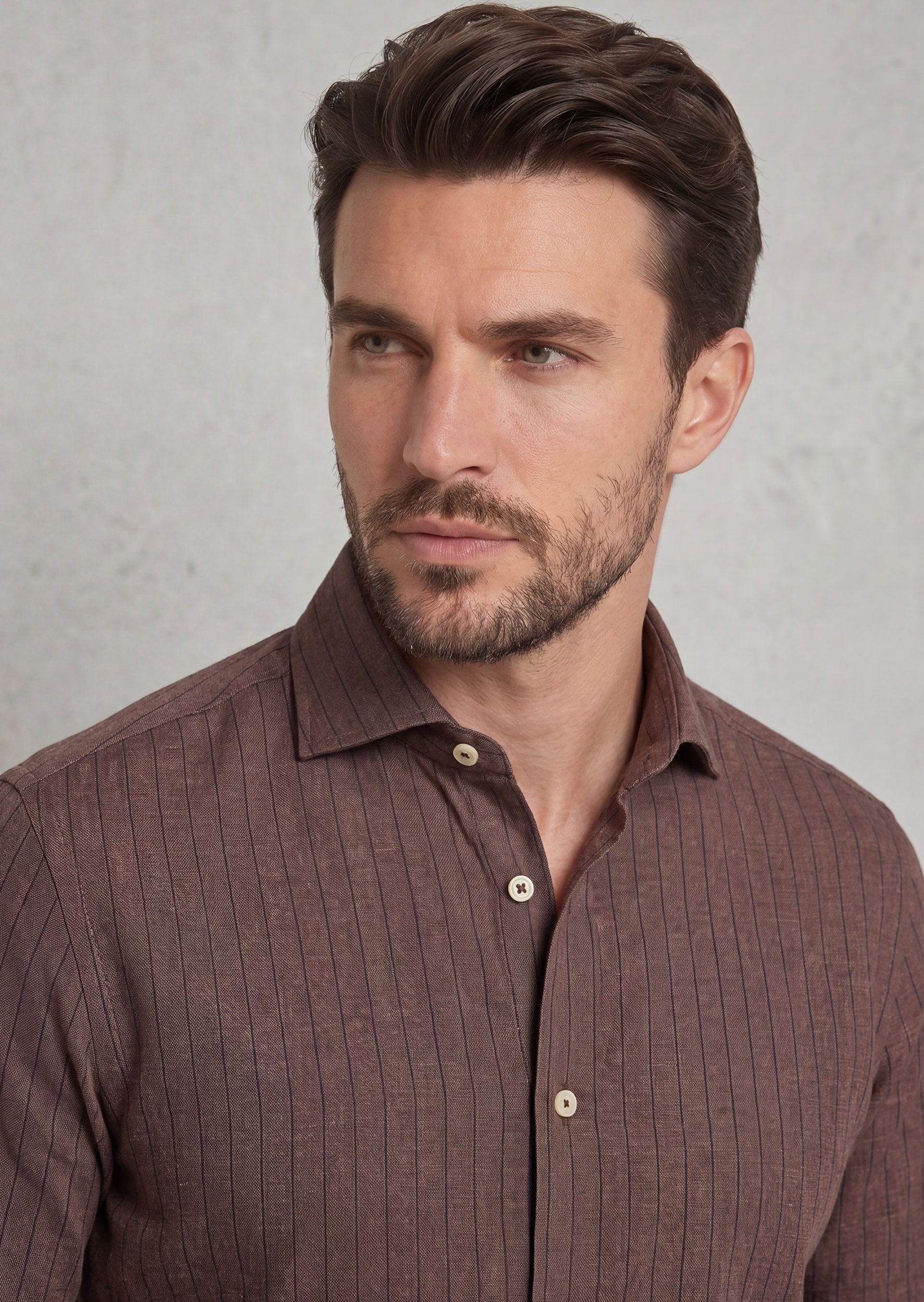 Brown - Navy Long Sleeve Shirt