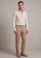 Beige - Brown Long Sleeve Shirt