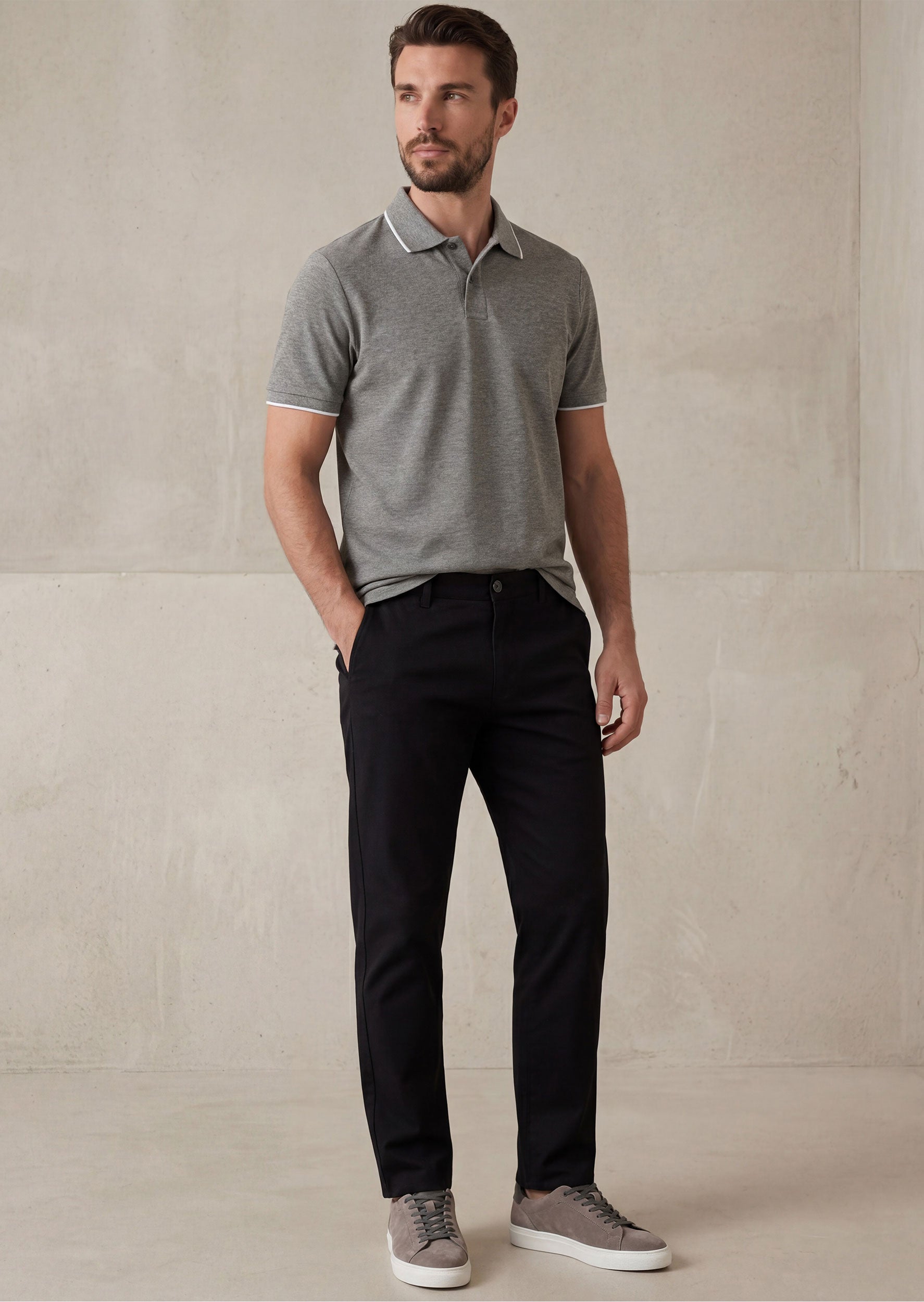 Anthracite Melange Polo T-Shirt