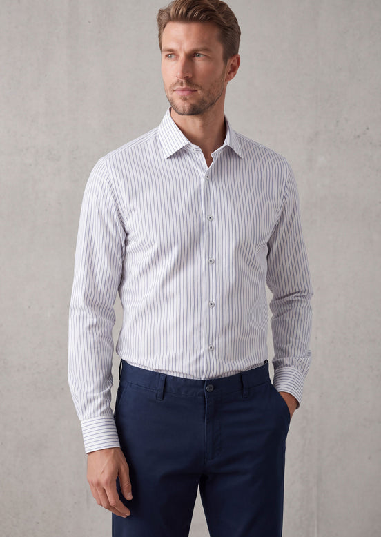White - Navy Long Sleeve Shirt