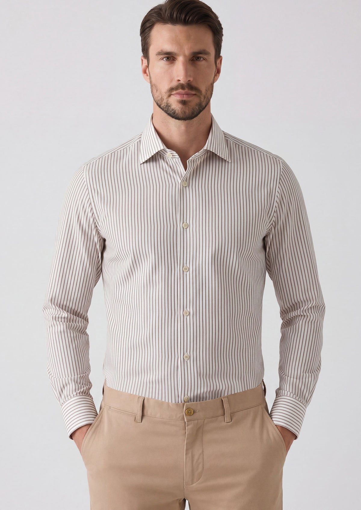 White - Beige Long Sleeve Shirt