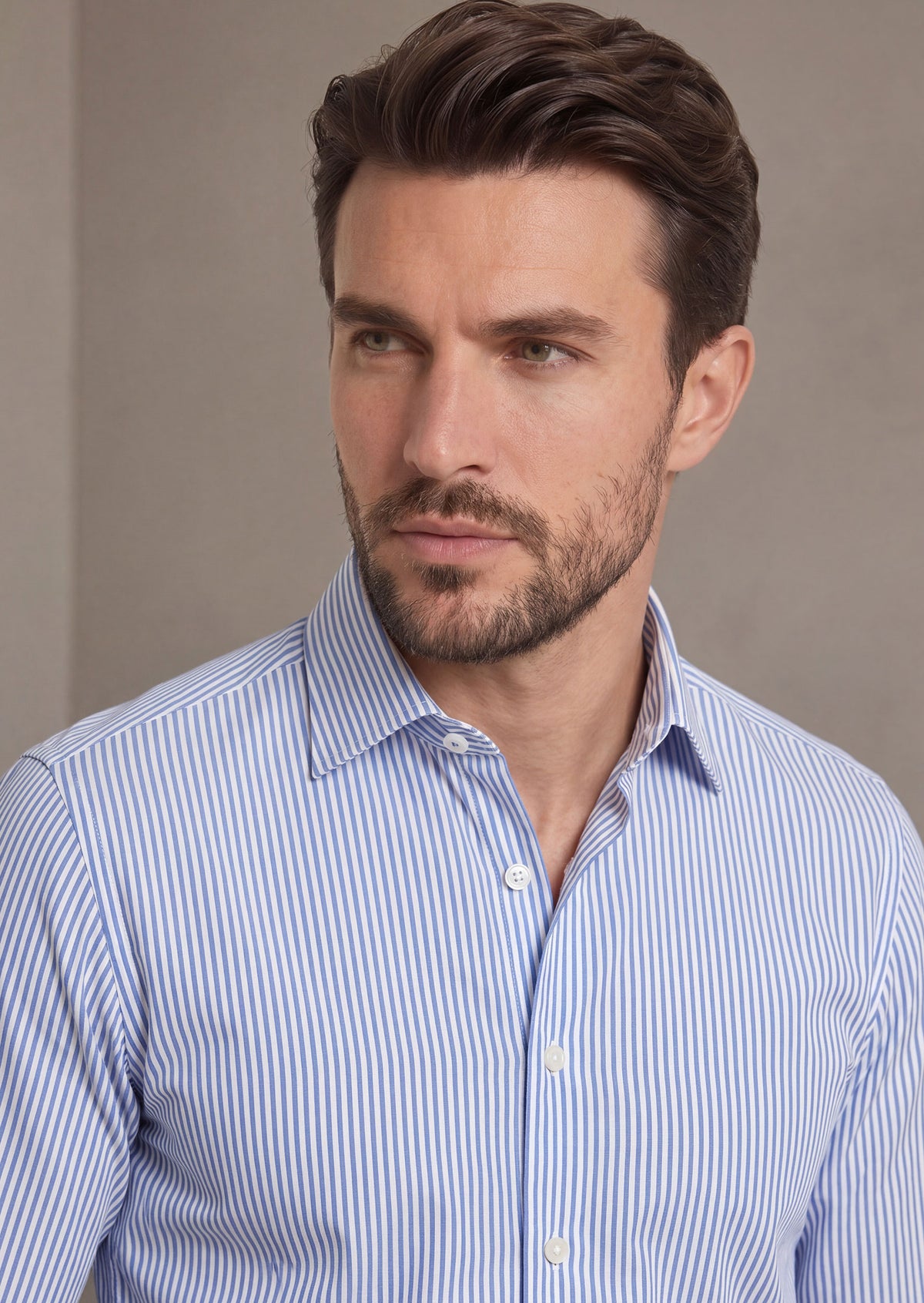 White - Sax Blue Long Sleeve Shirt