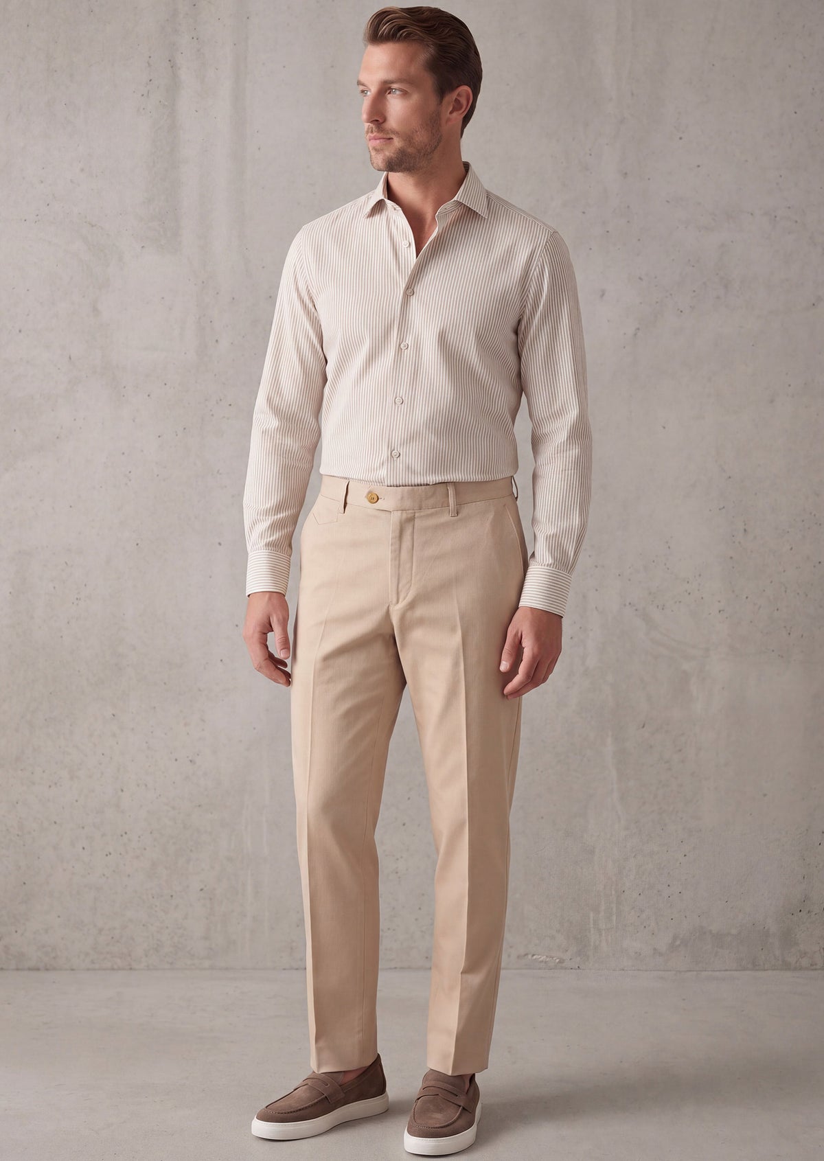 White - Beige Long Sleeve Shirt
