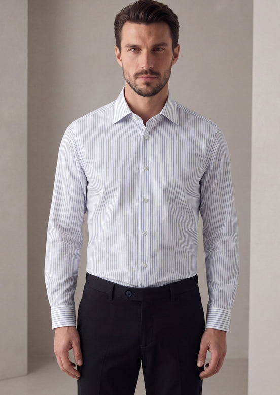 White - Blue Long Sleeve Shirt