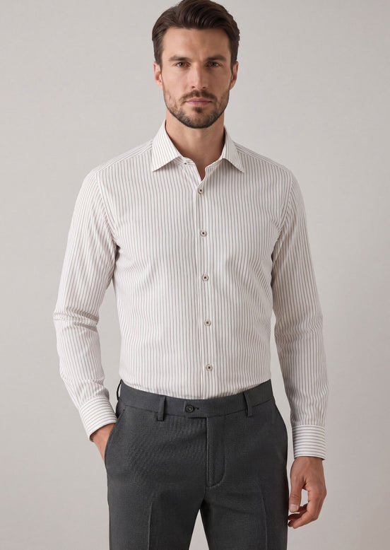 White - Beige Long Sleeve Shirt