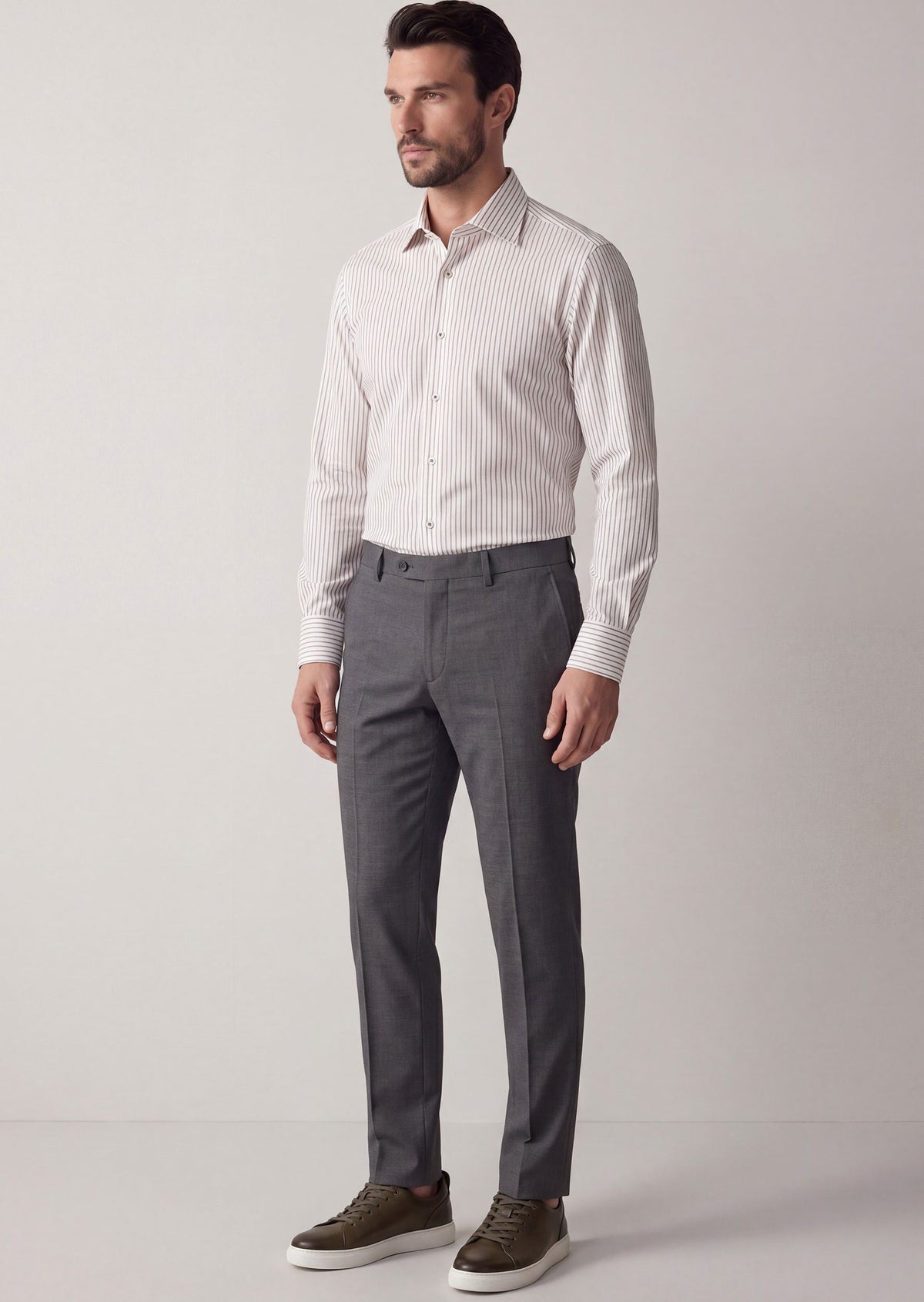 White - Beige Long Sleeve Shirt