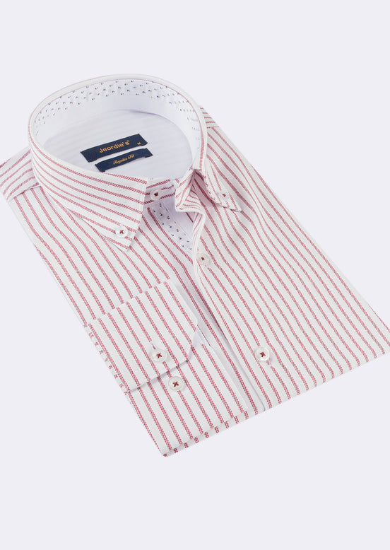 White - Burgundy Long Sleeve Shirt