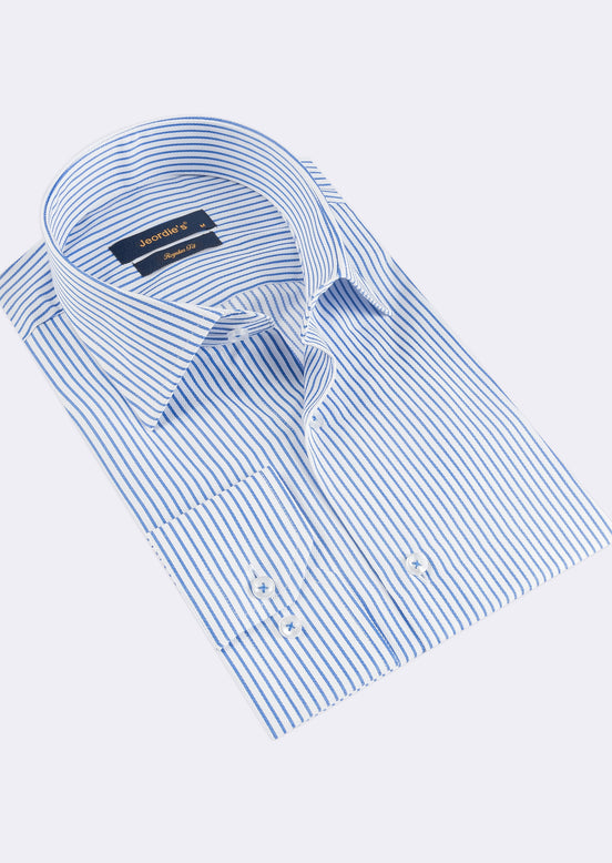 White - Sax Blue Long Sleeve Shirt