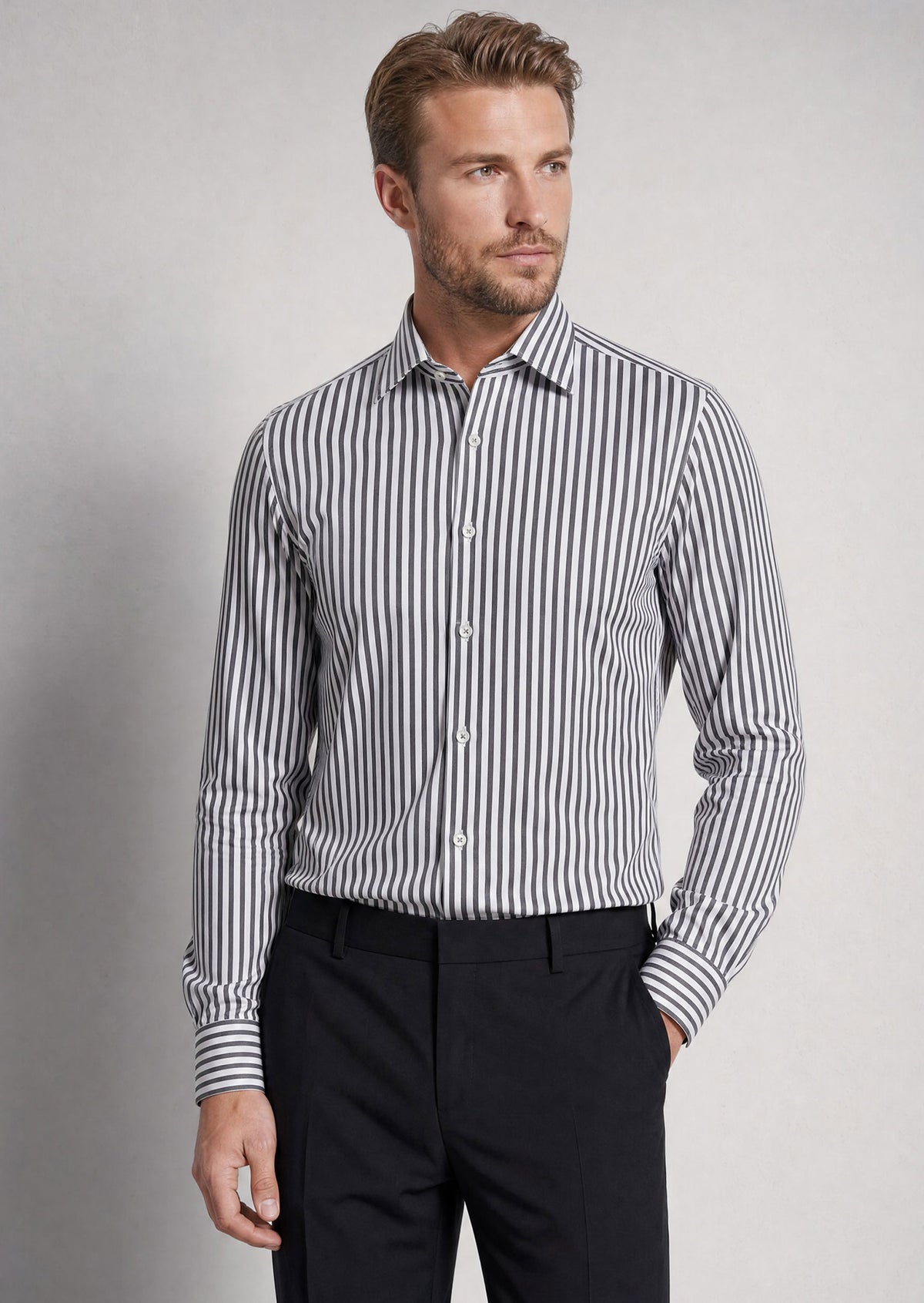 White - Black Long Sleeve Shirt