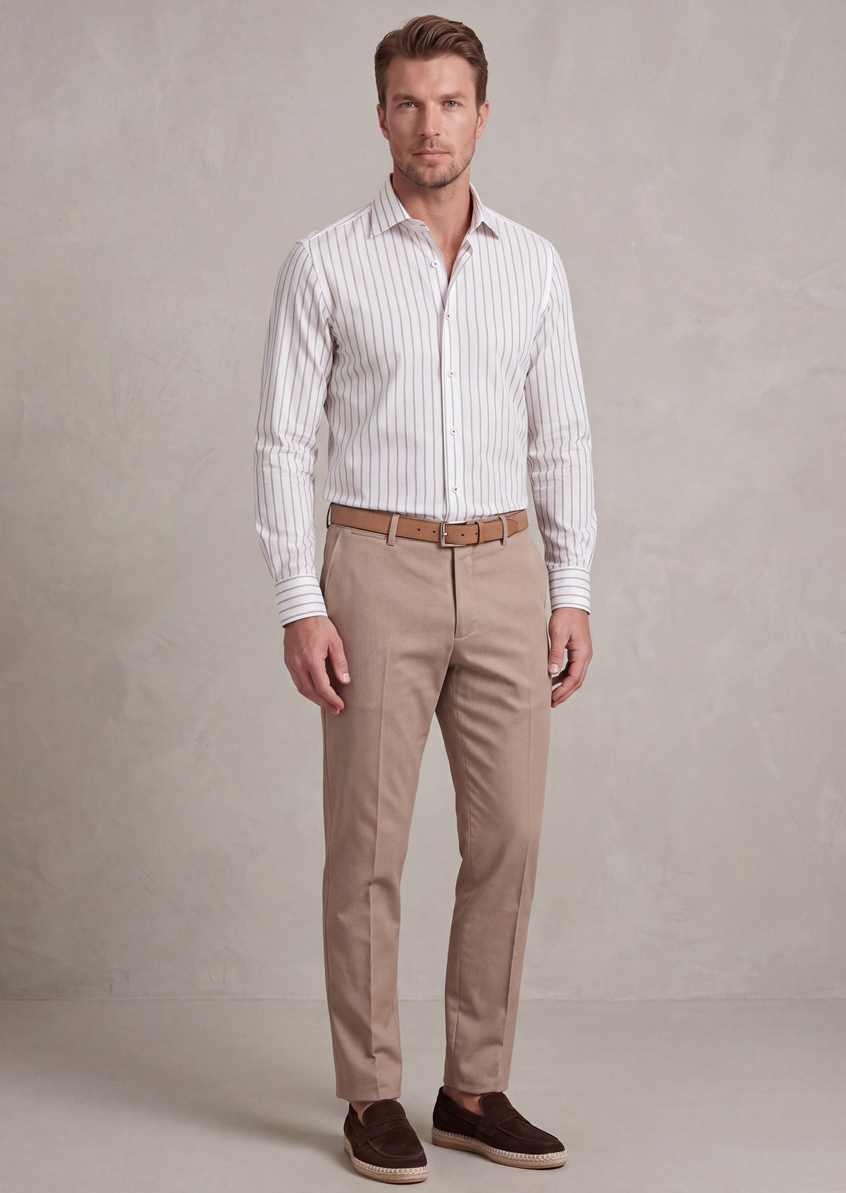 White - Beige Long Sleeve Shirt