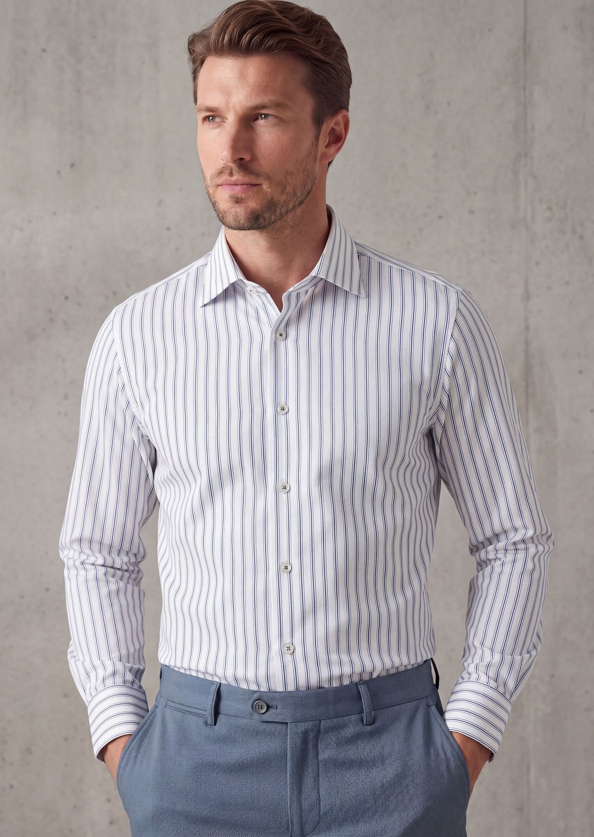 White - Indigo Long Sleeve Shirt