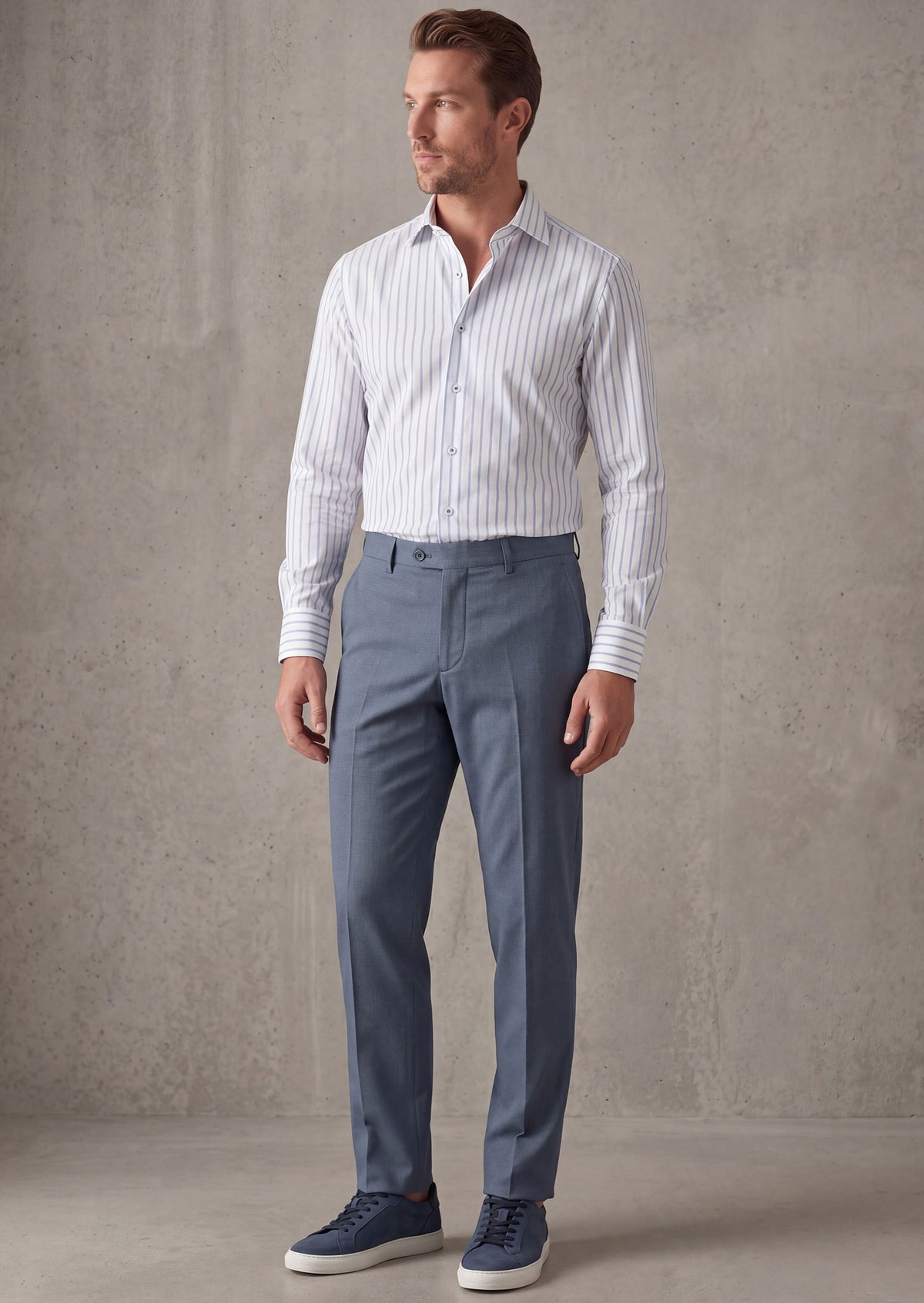 White - Indigo Long Sleeve Shirt