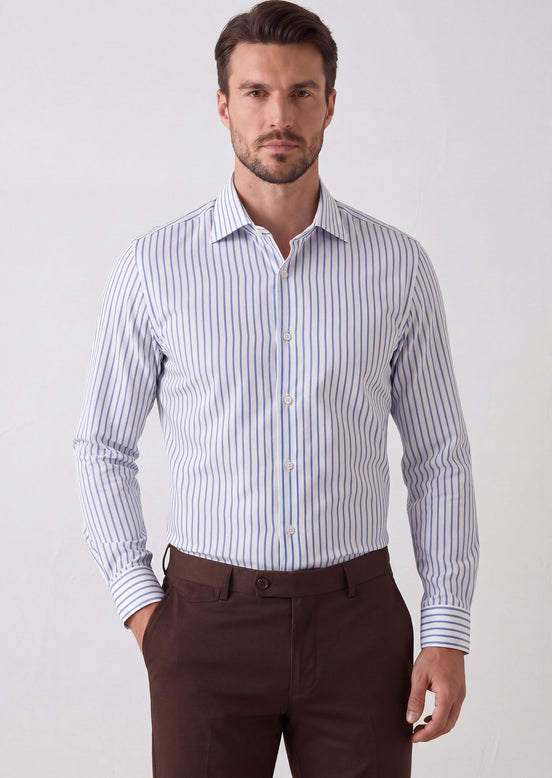 White - Navy Long Sleeve Shirt