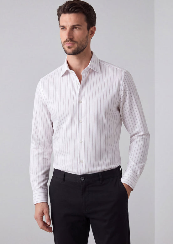 White - Burgundy Long Sleeve Shirt