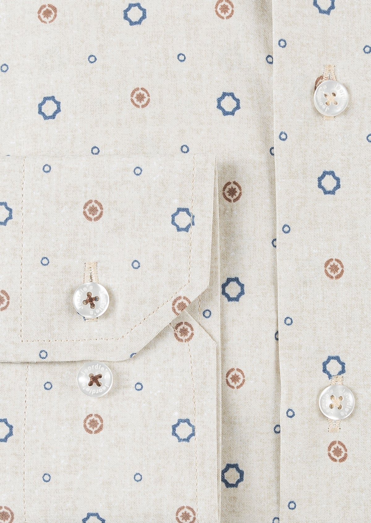 Beige - Navy Long Sleeve Shirt