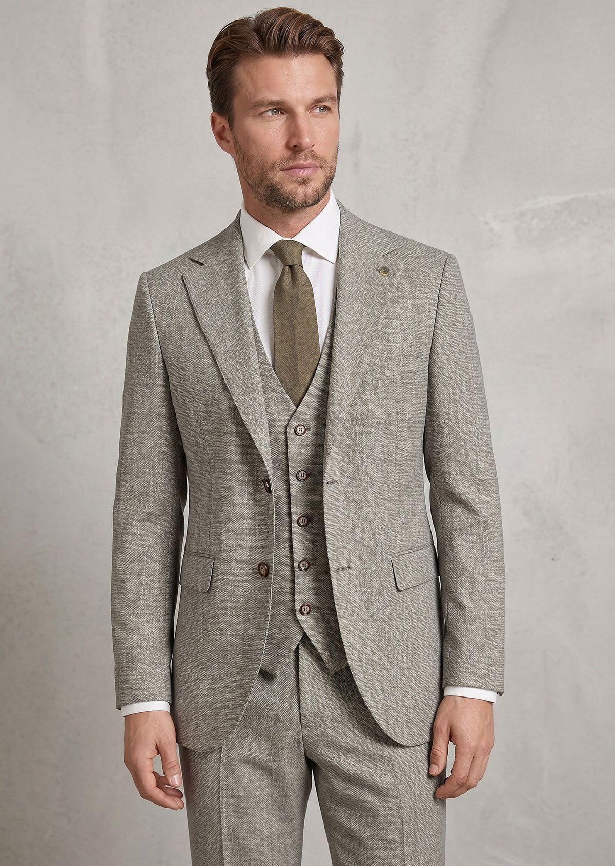 Khaki Three-Piece Suit