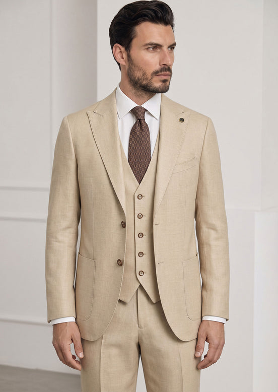 Beige Three-Piece Suit