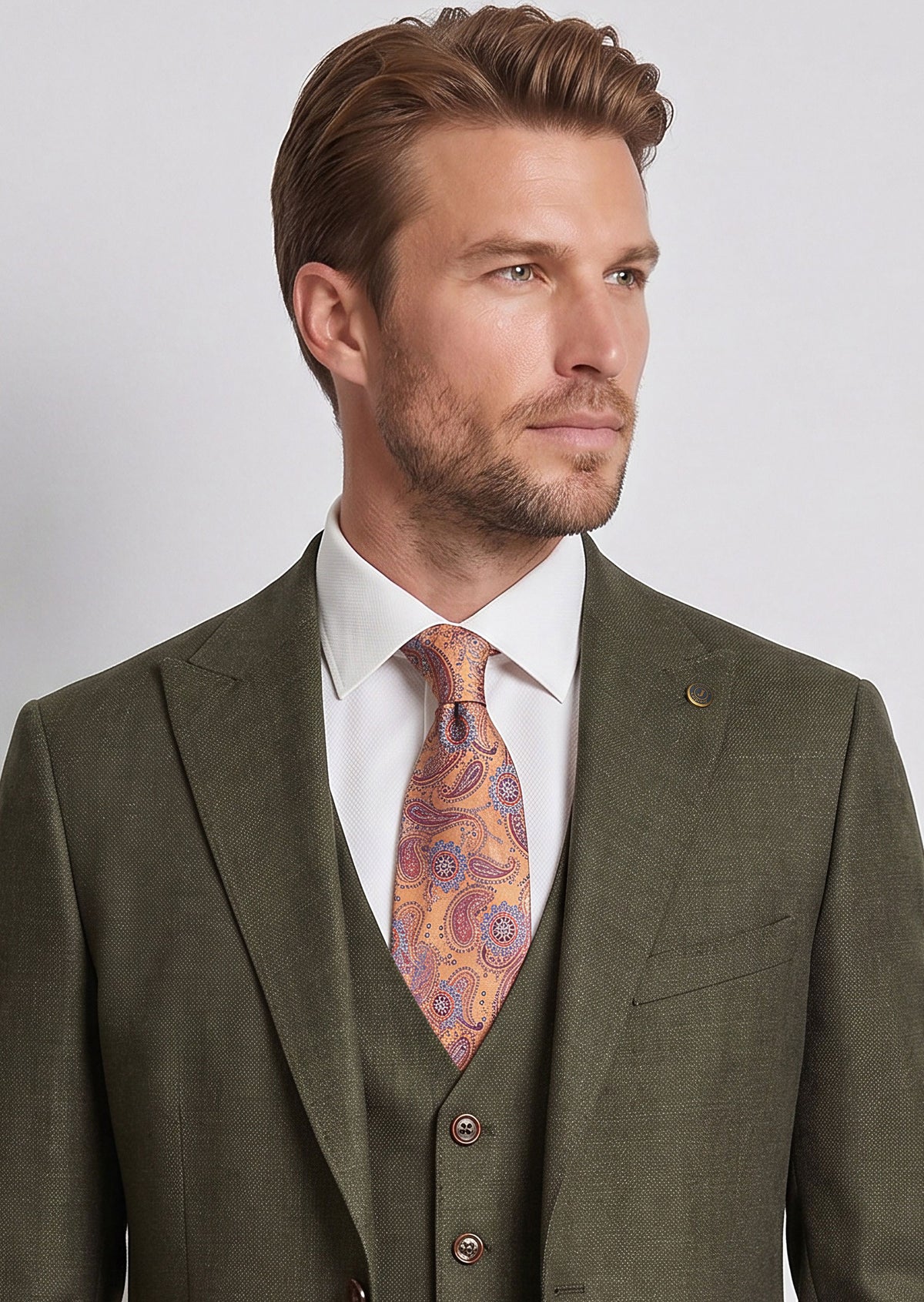 Khaki Three-Piece Suit
