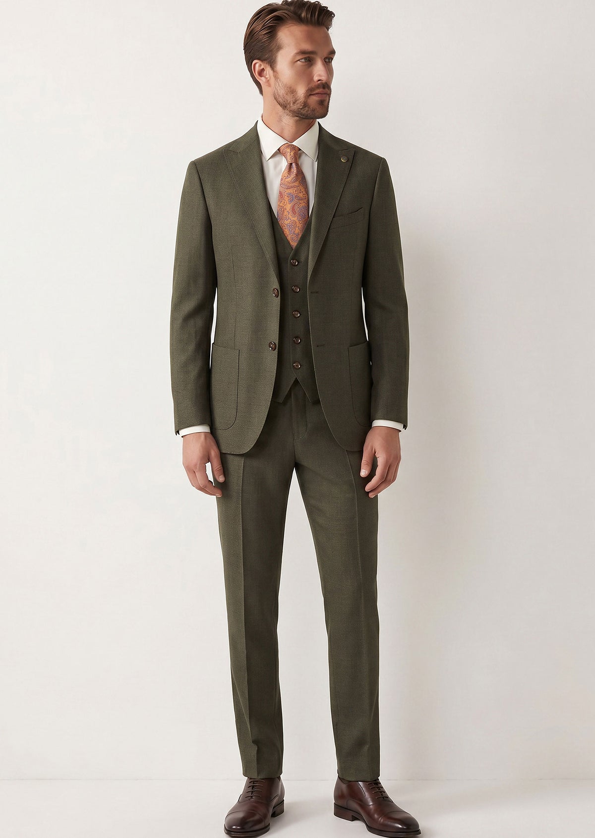 Khaki Three-Piece Suit