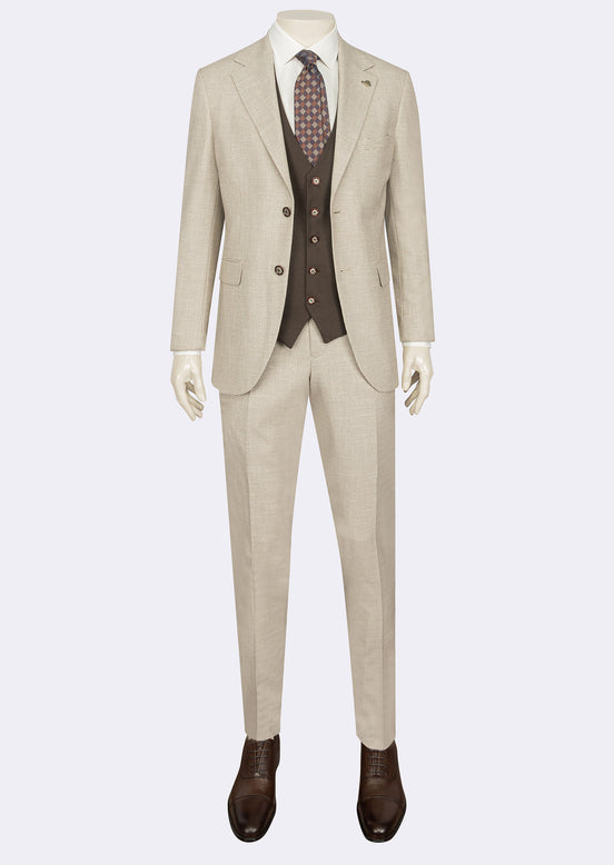 Beige Three-Piece Suit