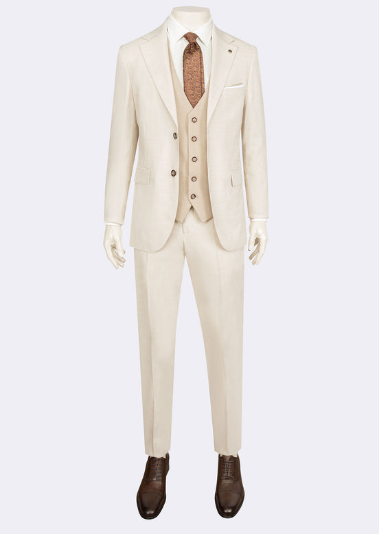 Beige Three-Piece Suit