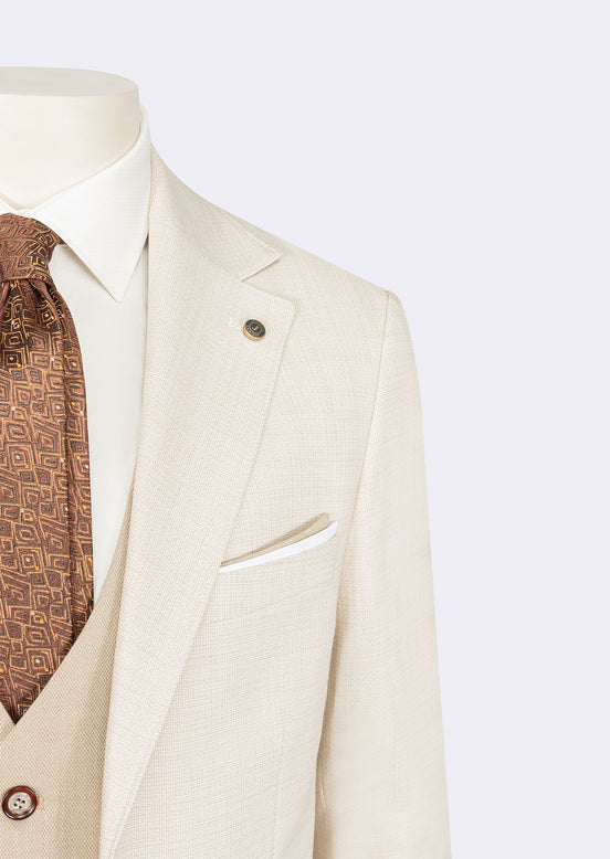 Beige Three-Piece Suit
