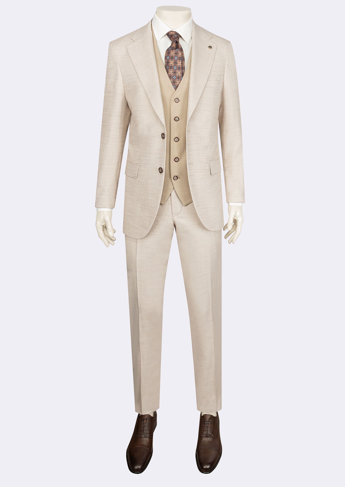 Beige Three-Piece Suit
