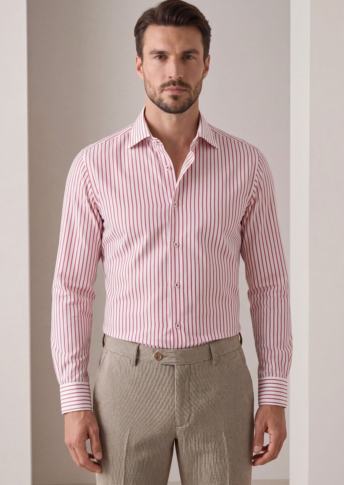 White - Burgundy Long Sleeve Shirt